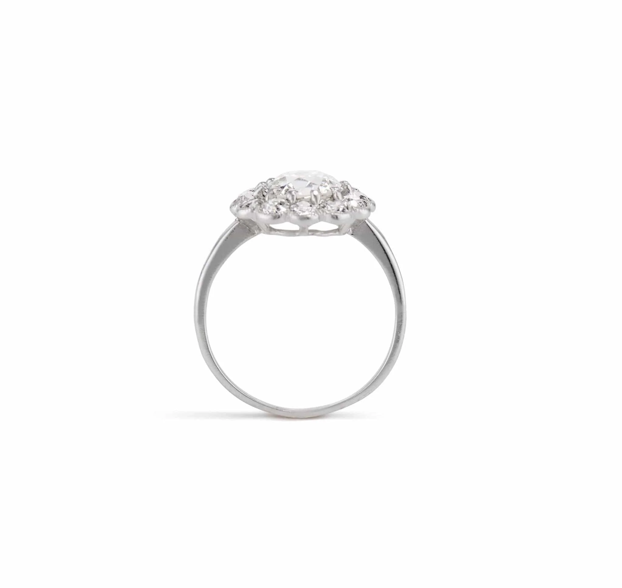 Edwardian 1.73 Carat Old European Diamond Cluster Engagement Ring - Image 4