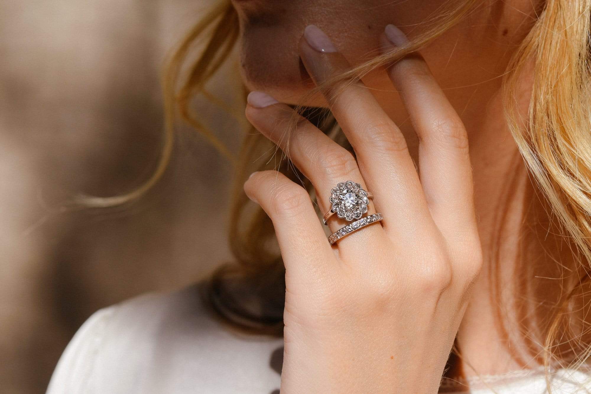 Edwardian 1.73 Carat Old European Diamond Cluster Engagement Ring - Image 8