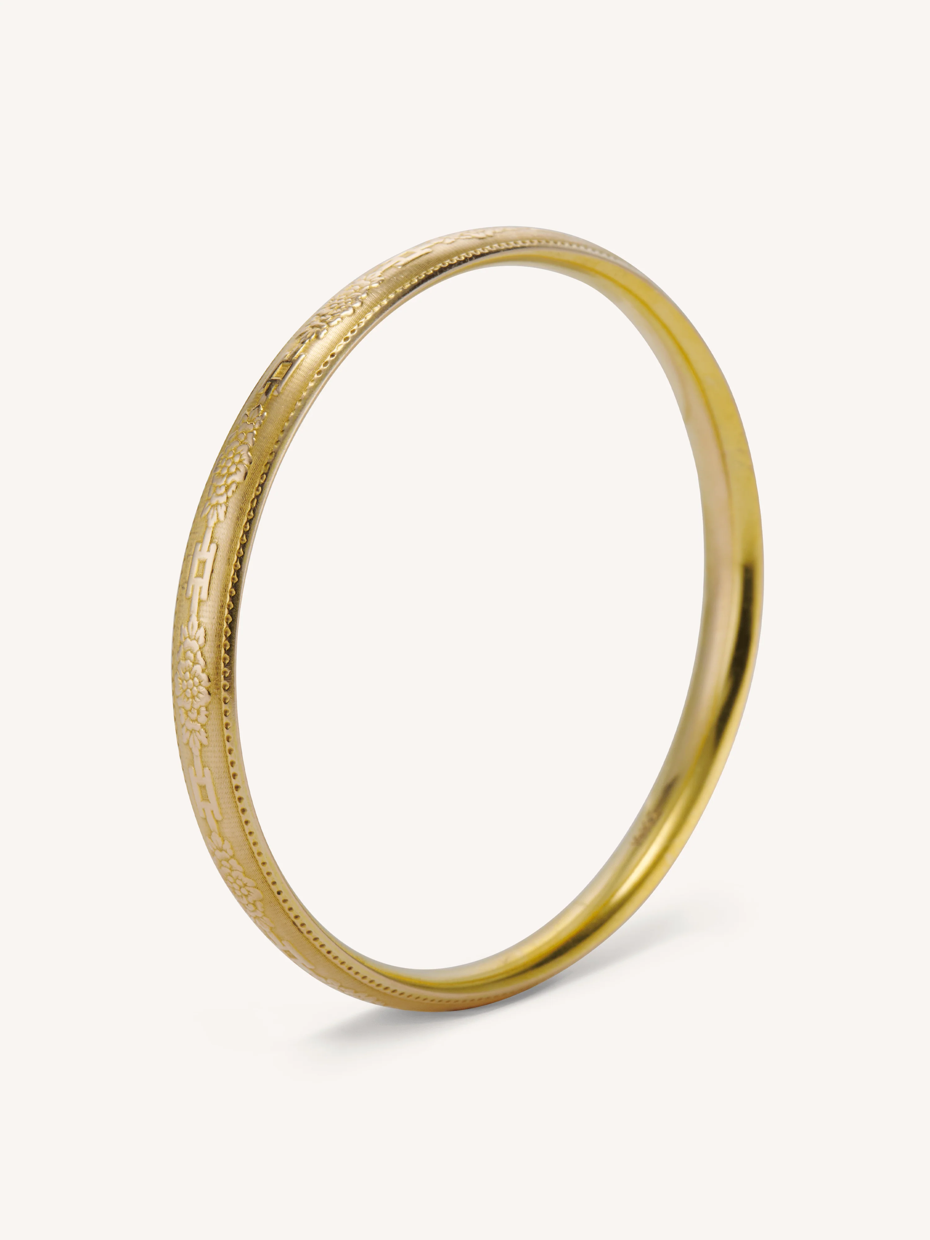 Antique Edwardian Engraved Gold Bangle Bracelet, America - Image 4