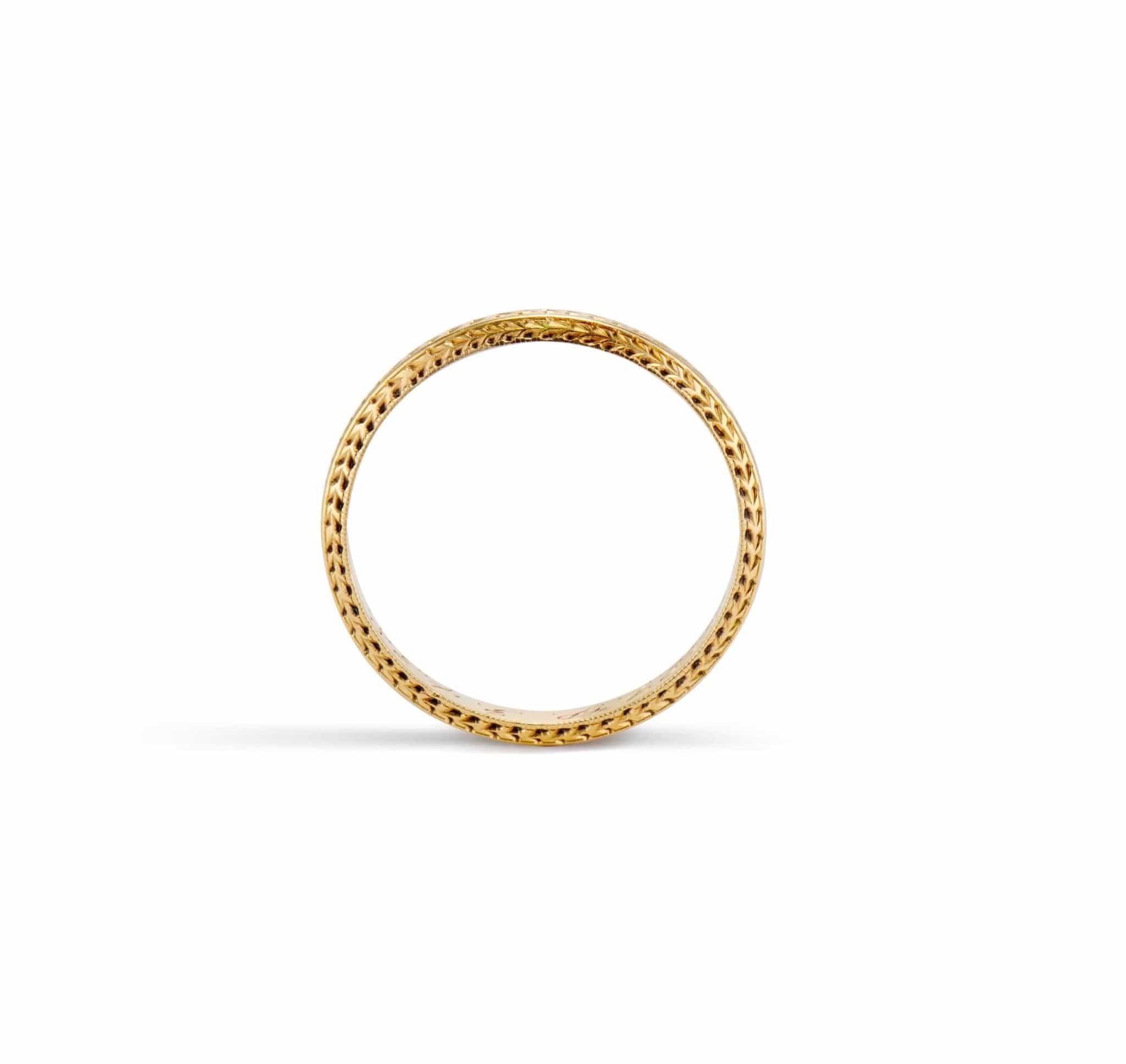 Art Deco Lohengrin 18k Gold Wheat Pattern Engraved Band - Image 2