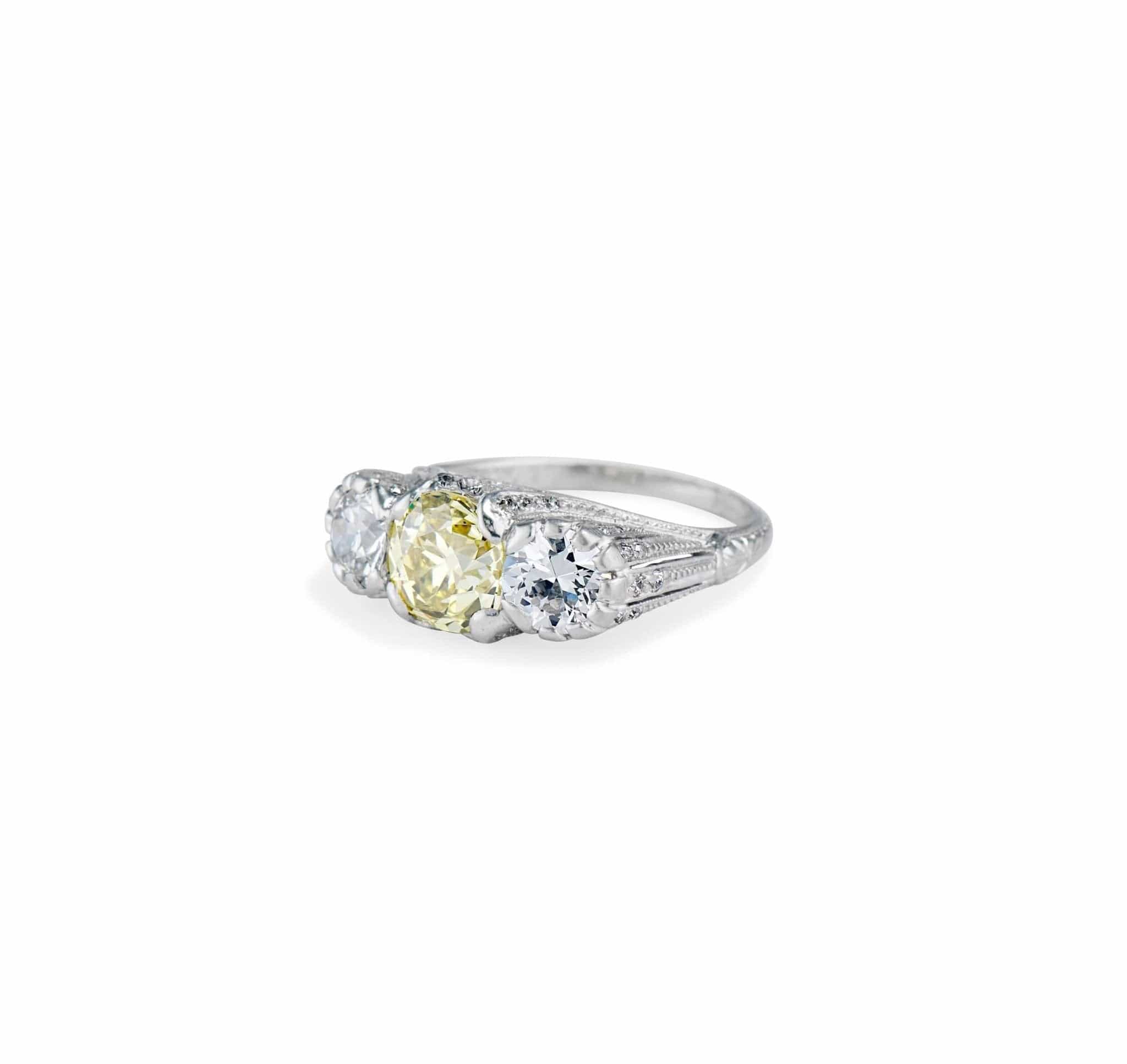 Edwardian 2.03 Fancy Yellow Diamond Engagement Ring - Image 2