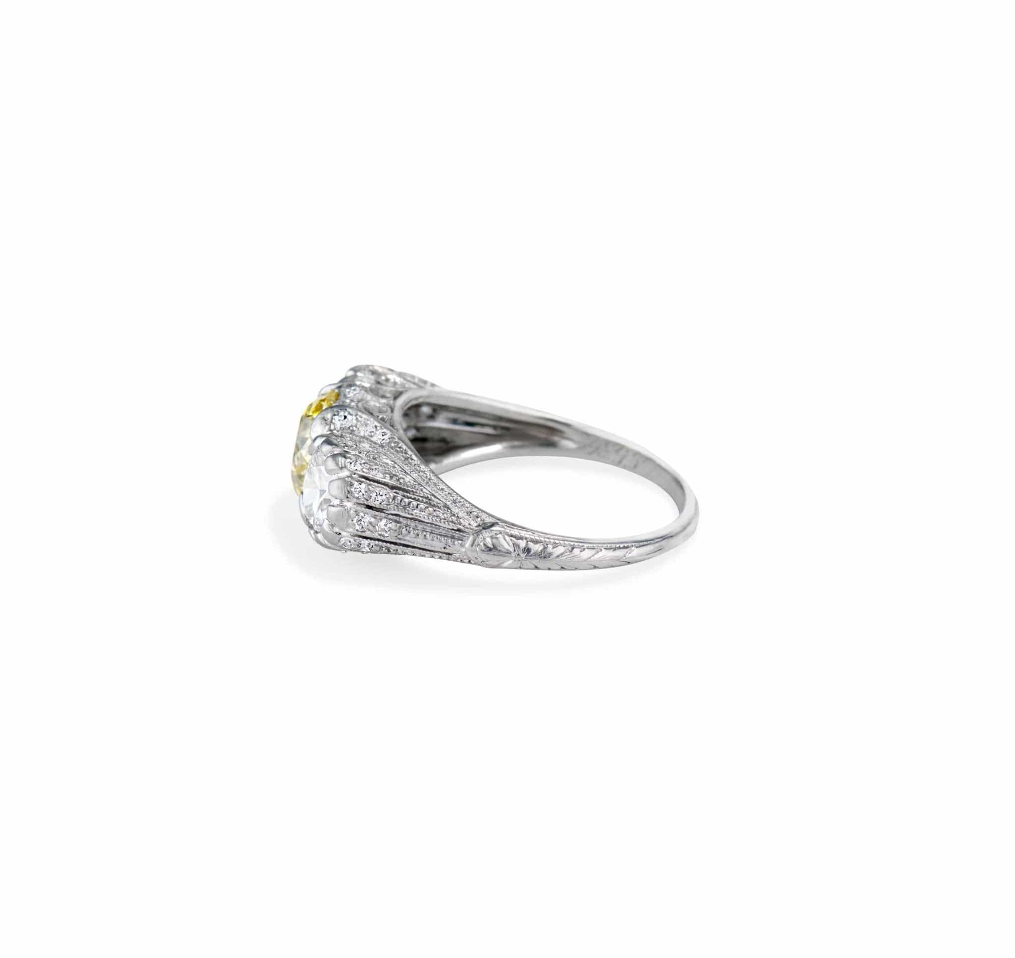 Edwardian 2.03 Fancy Yellow Diamond Engagement Ring - Image 3