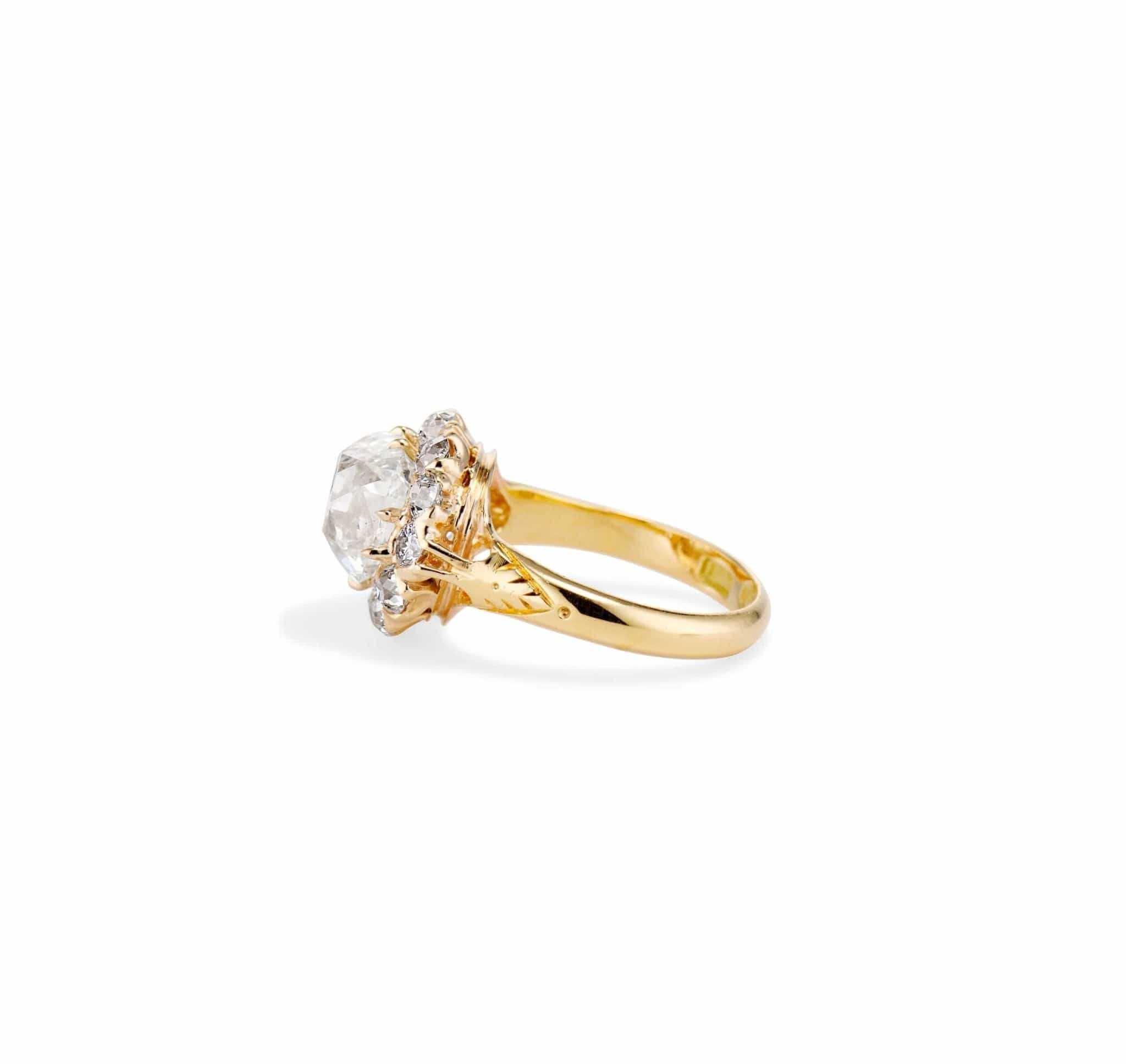 Edwardian 4.20 Old Mine Cushion Cut Diamond Engagement Ring, England - Image 2