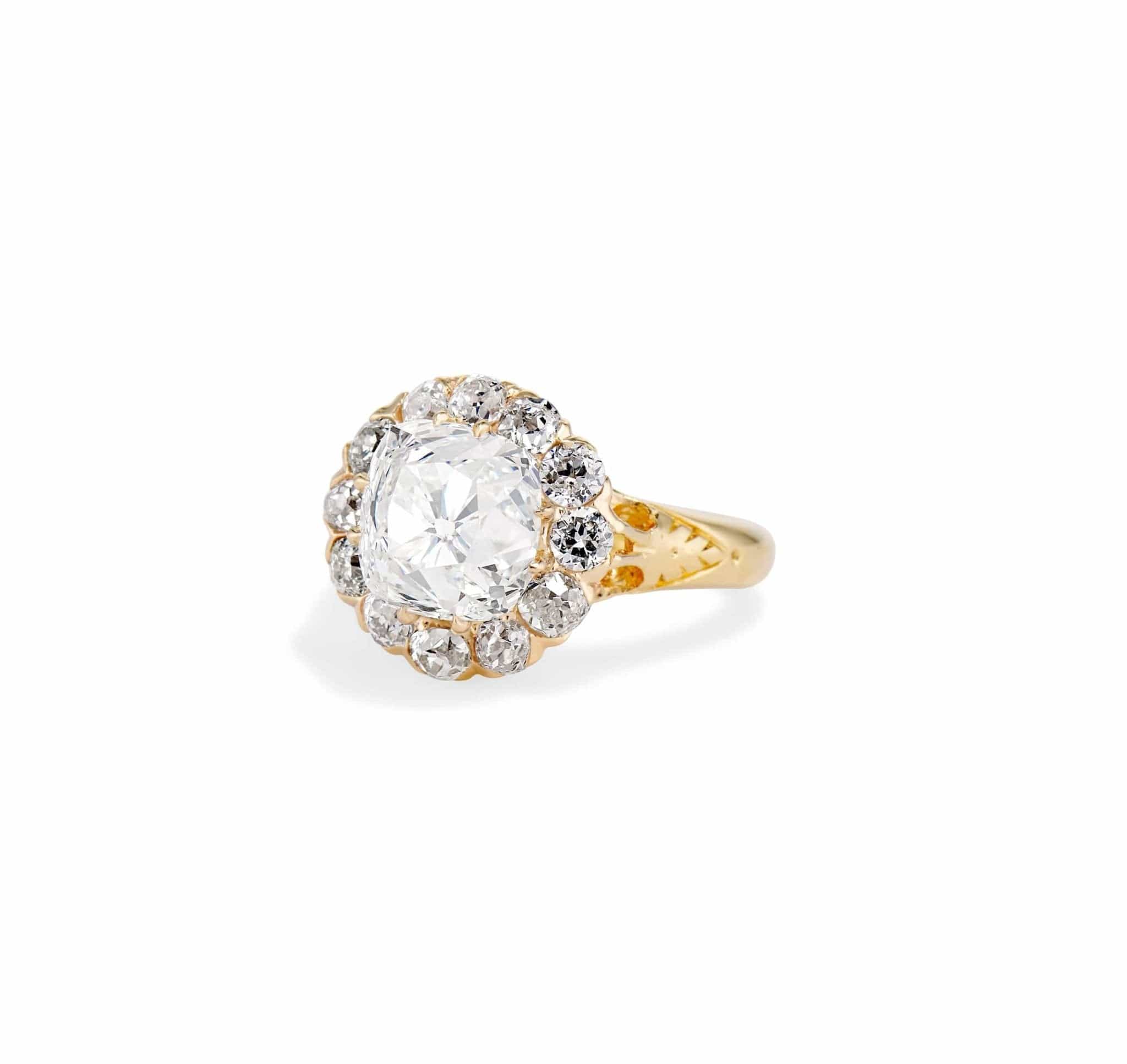 Edwardian 4.20 Old Mine Cushion Cut Diamond Engagement Ring, England - Image 3