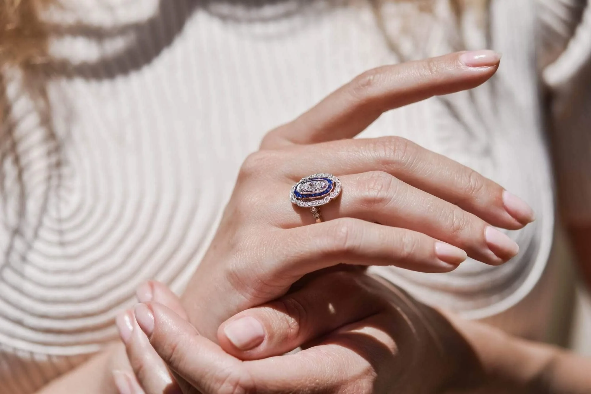 Edwardian .40 Carat Old European Cut Diamond & Sapphire Ring - Image 4