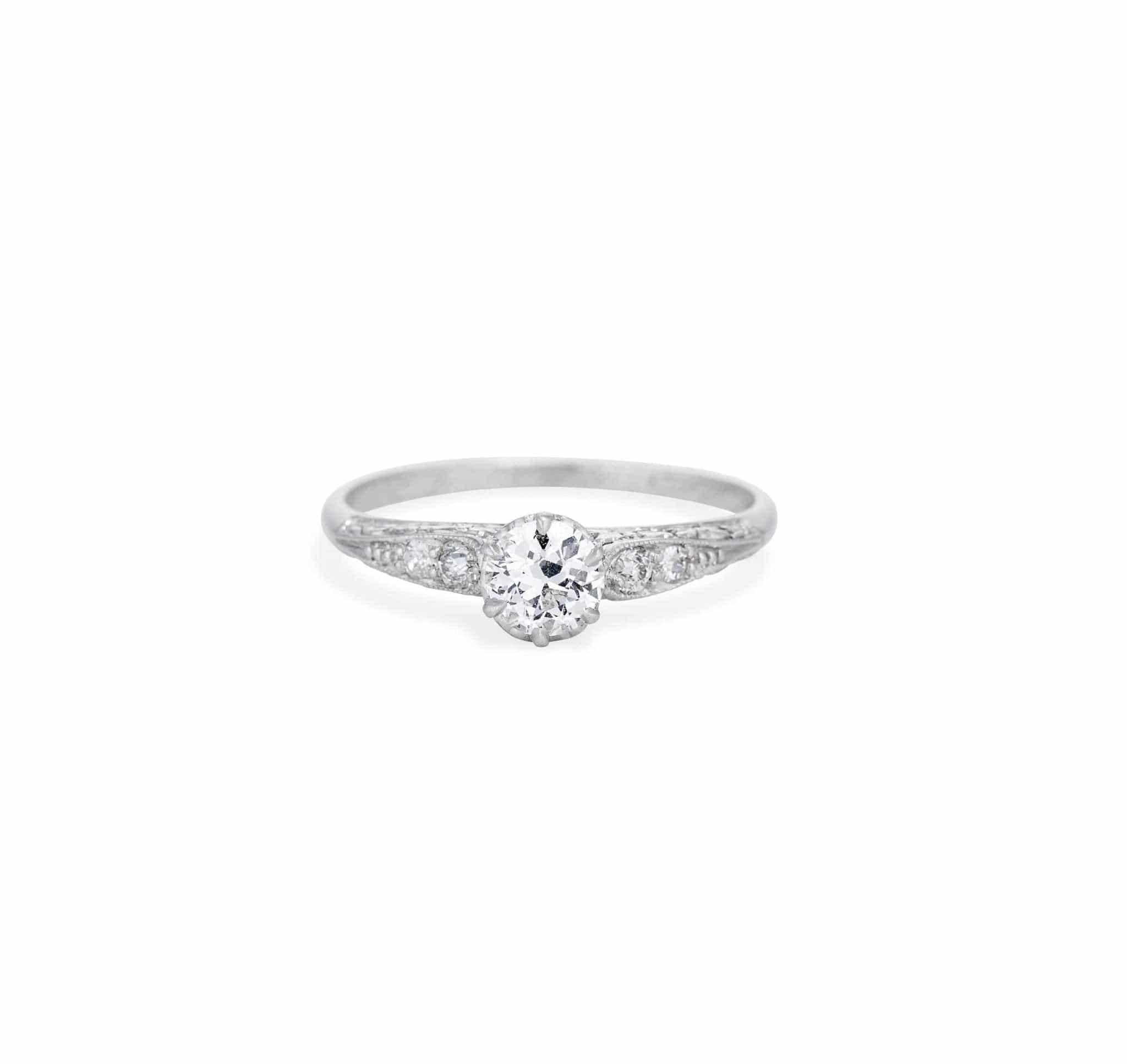 Art Deco .51 Carat Old European Cut Diamond Ring - Image 2