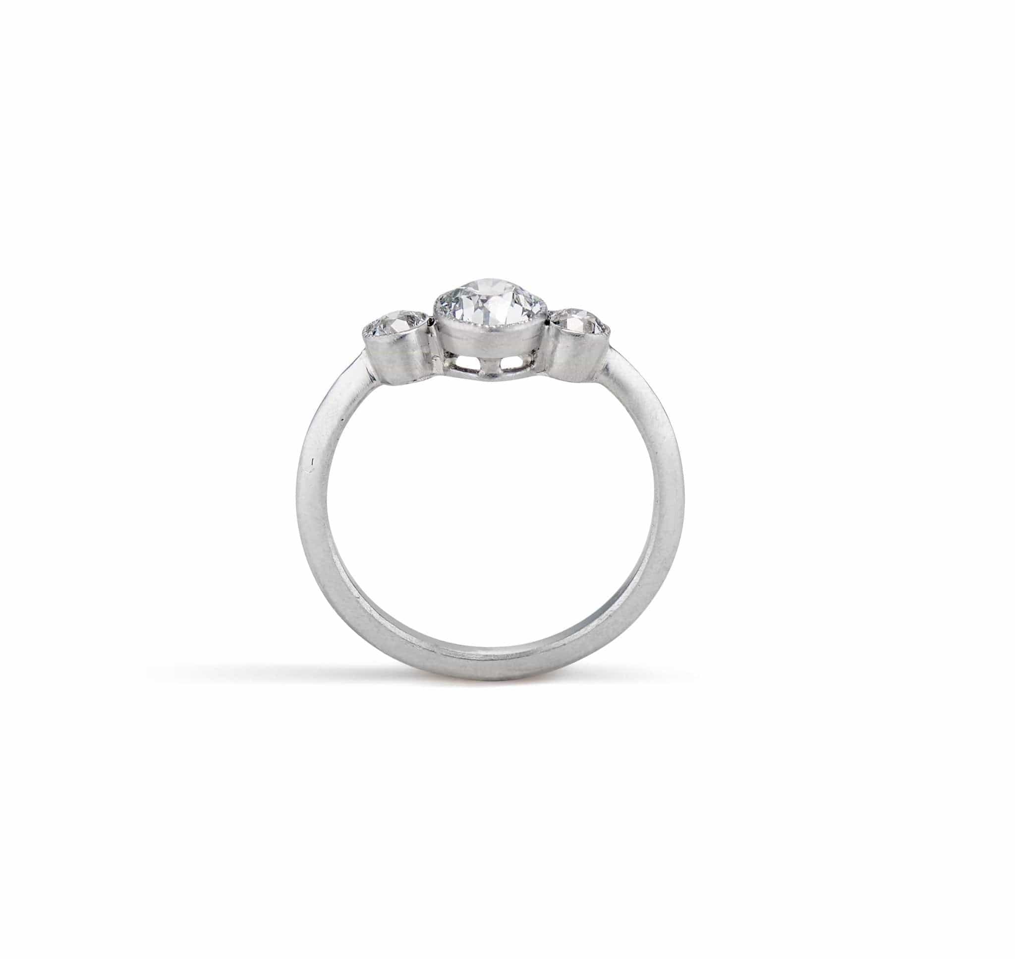 Edwardian .51 Center Old European-Cut Diamond Three-Stone Ring - Image 4