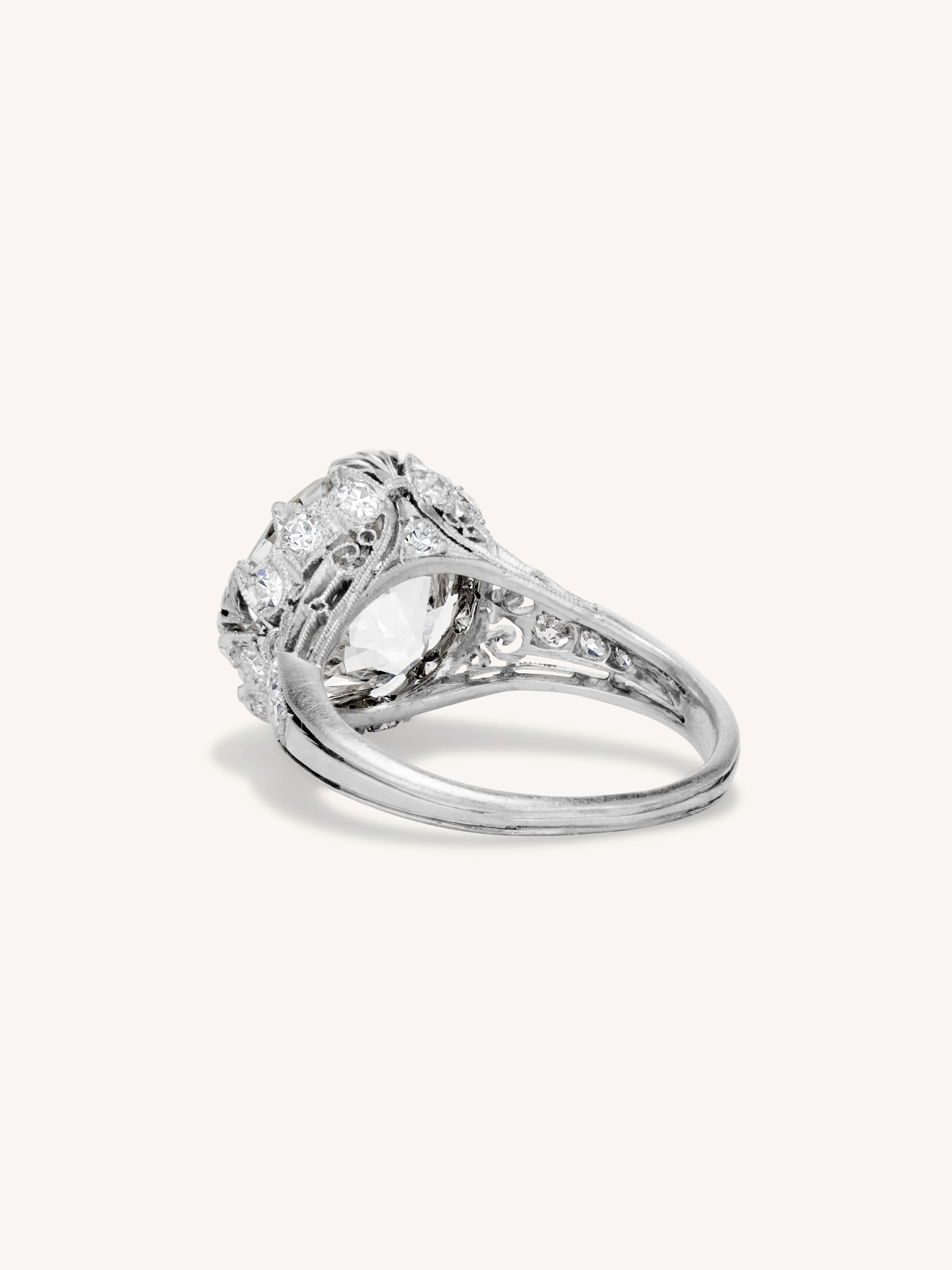 Edwardian 6.86 Carat Old Mine Cut Diamond Antique Engagement Ring - Image 5