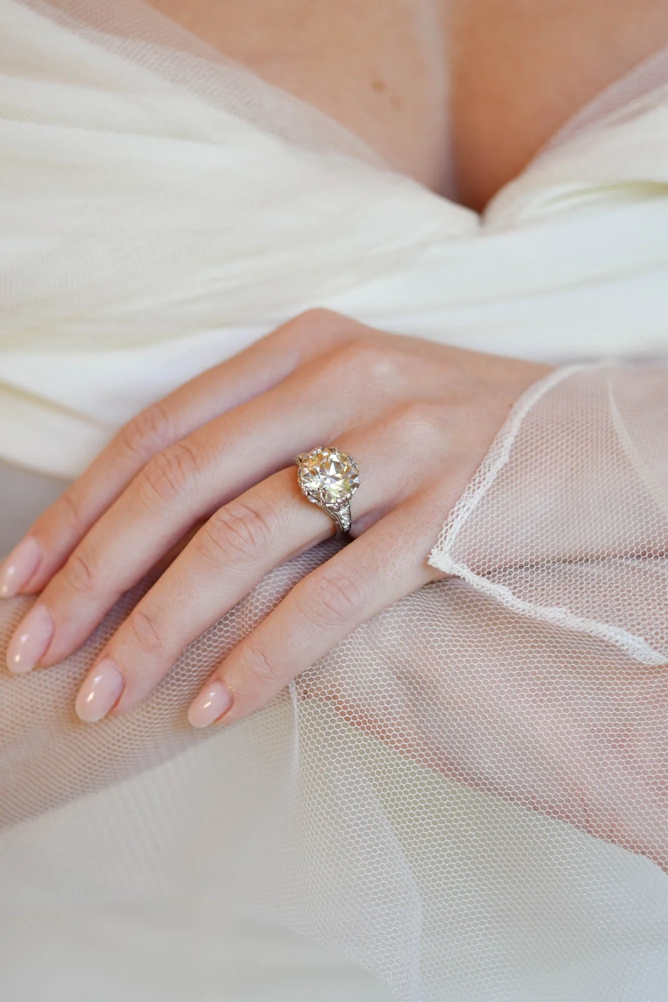 Edwardian 6.86 Carat Old Mine Cut Diamond Antique Engagement Ring - Image 6