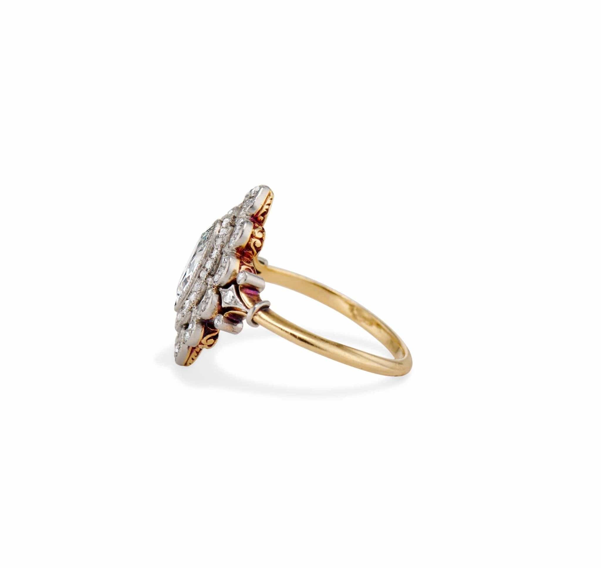 Edwardian .72 Carat Marquise Diamond Engagement Ring - Image 2