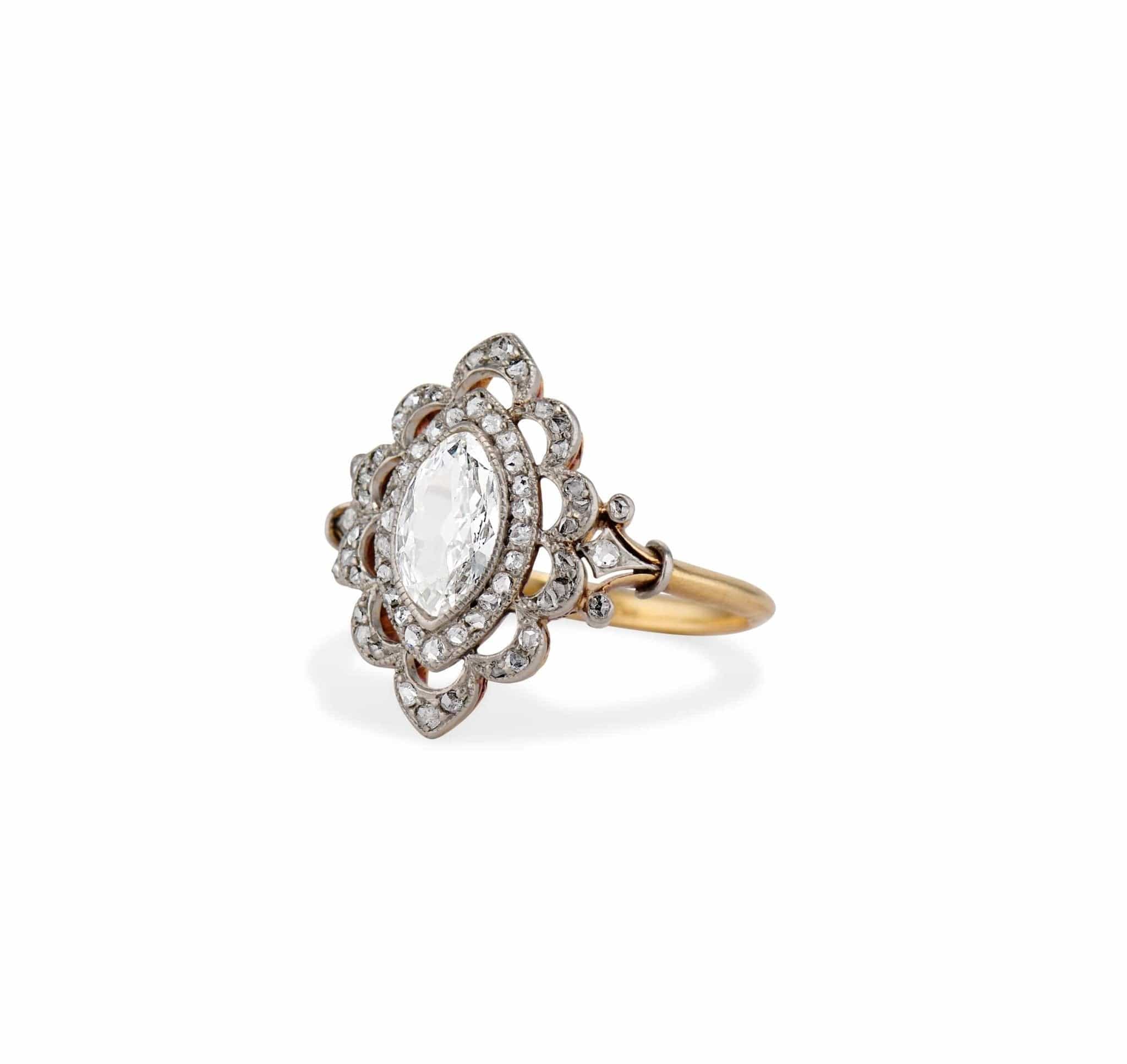 Edwardian .72 Carat Marquise Diamond Engagement Ring - Image 3