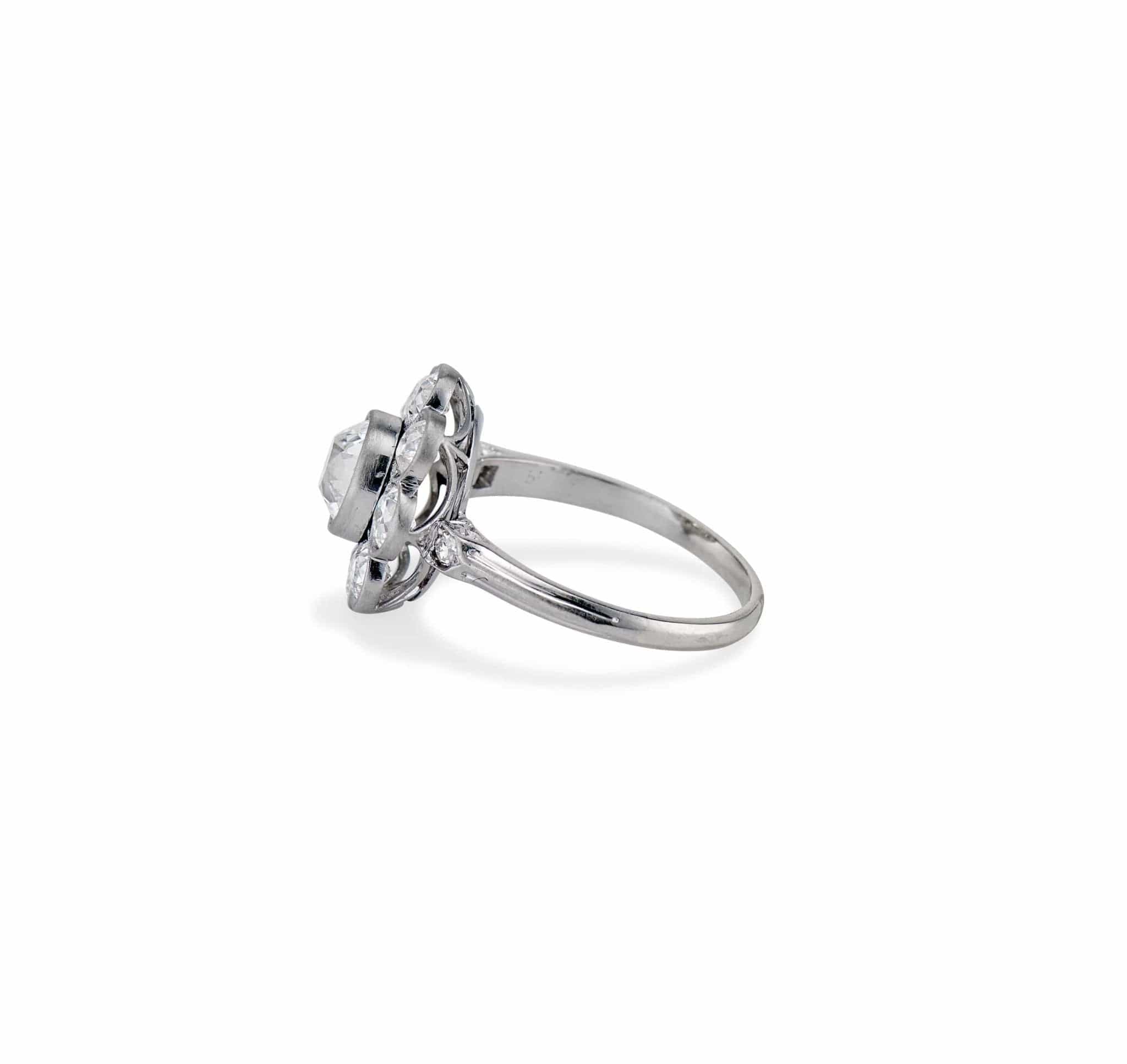 Edwardian .95 Old European-Cut Diamond and Platinum Cluster - Image 2