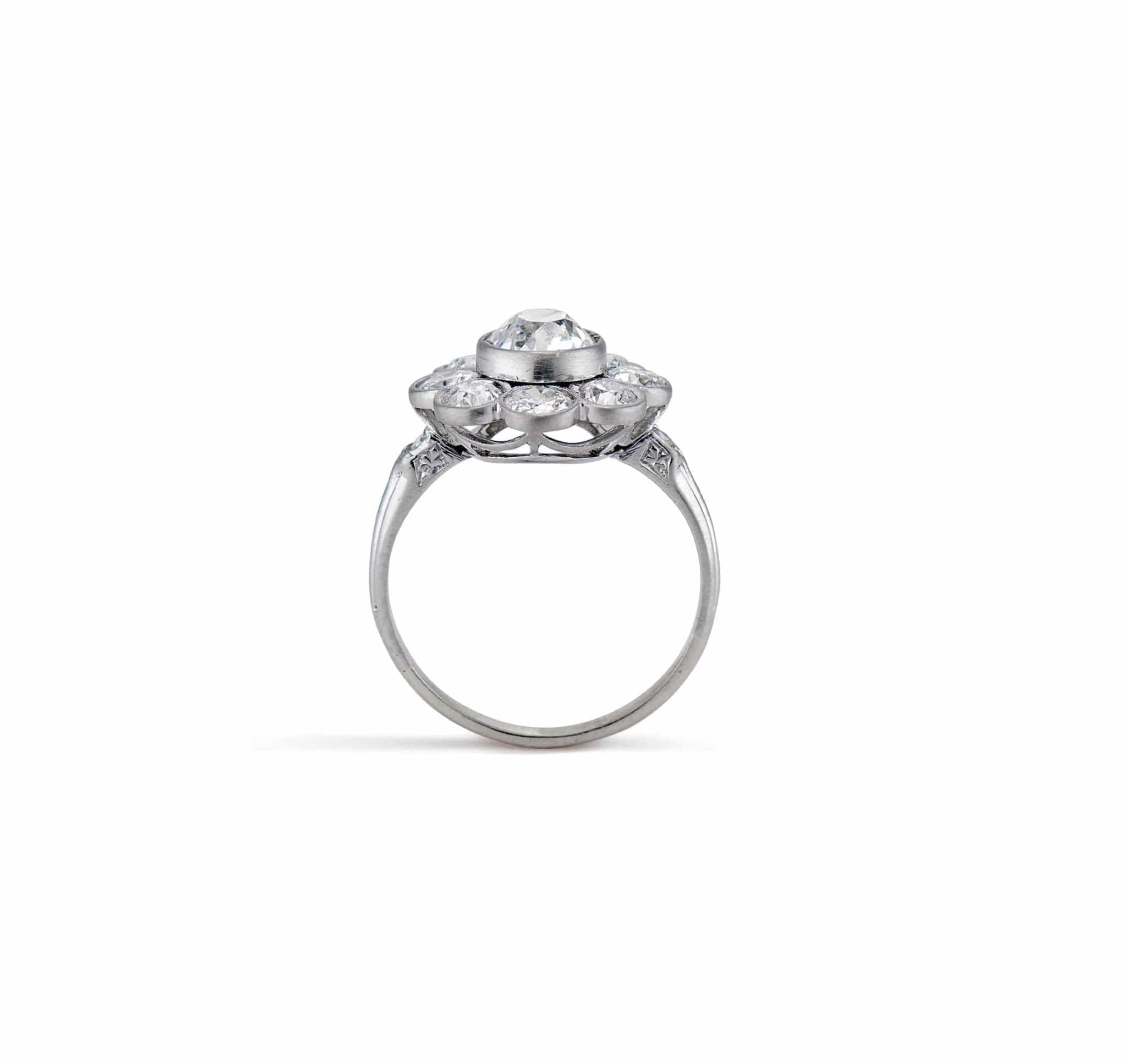 Edwardian .95 Old European-Cut Diamond and Platinum Cluster - Image 4
