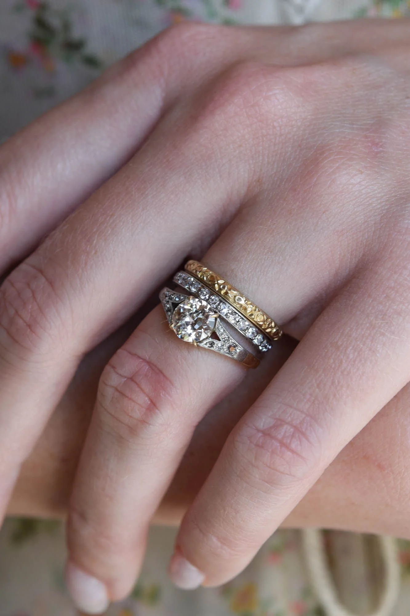 Edwardian .98 Carat Old European Cut Diamond Vintage Engagement Ring - Image 6
