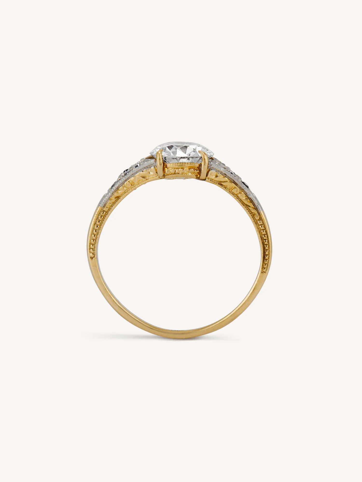 Edwardian .98 Carat Old European Cut Diamond Vintage Engagement Ring - Image 8