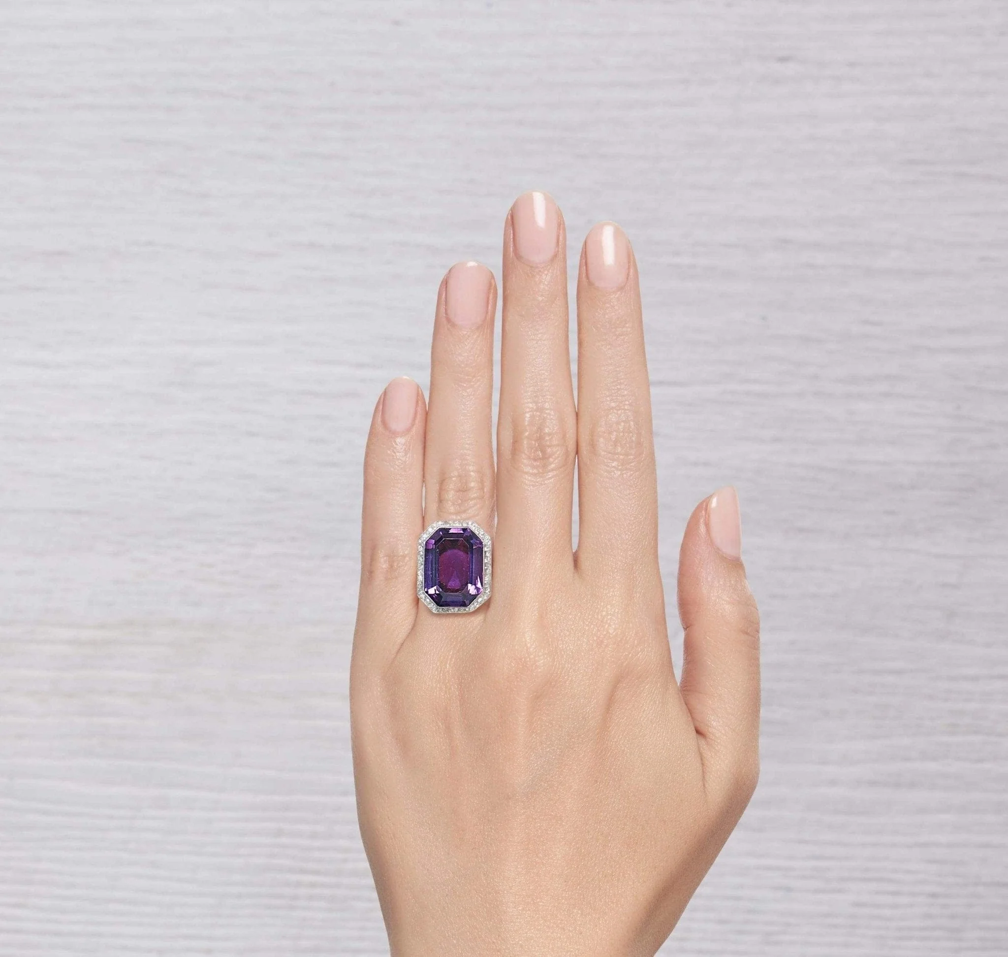EDWARDIAN AMETHYST AND DIAMOND COCKTAIL RING - Image 6