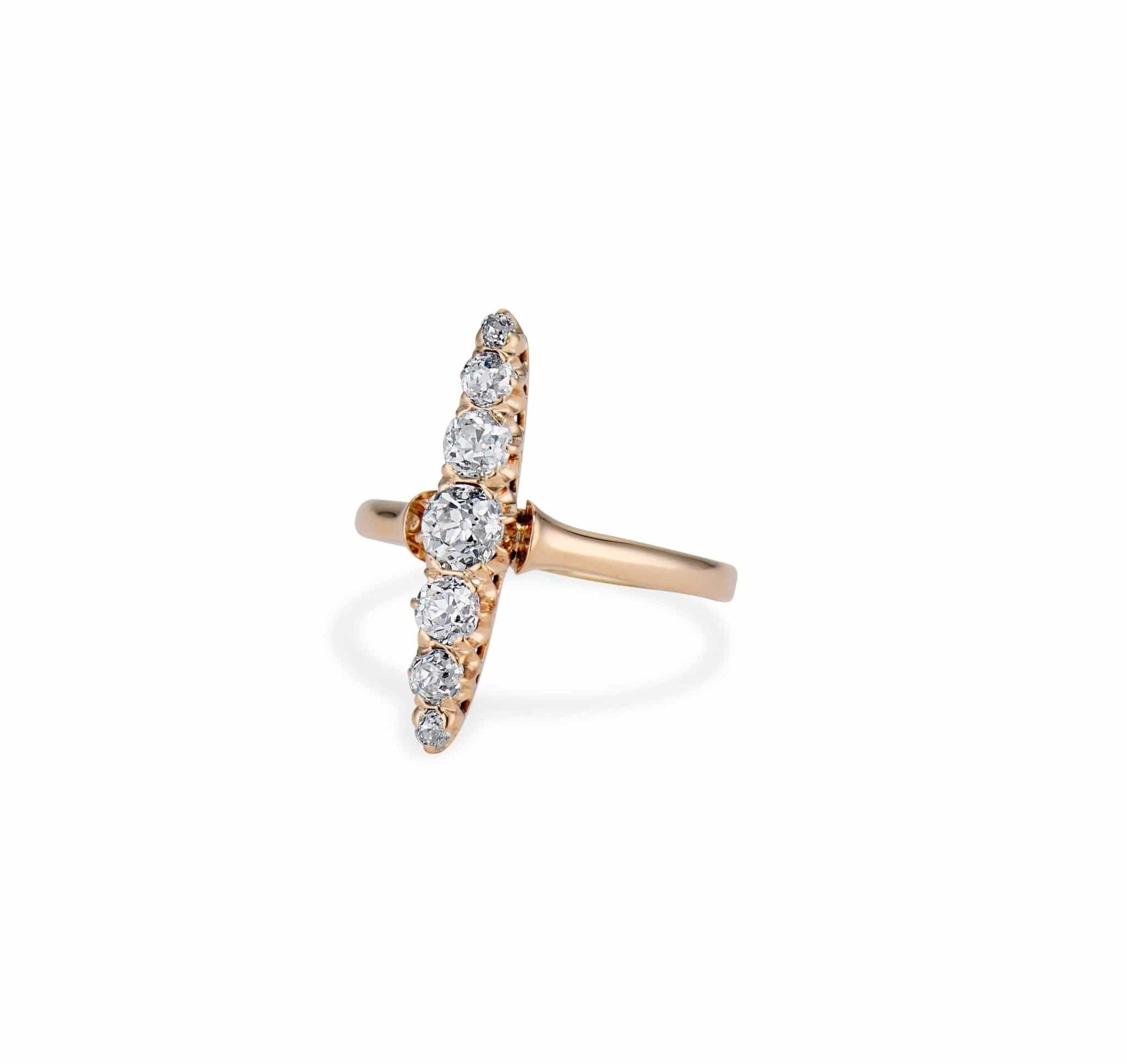 Edwardian Old European-Cut Diamond and Gold Dinner Ring - Image 2