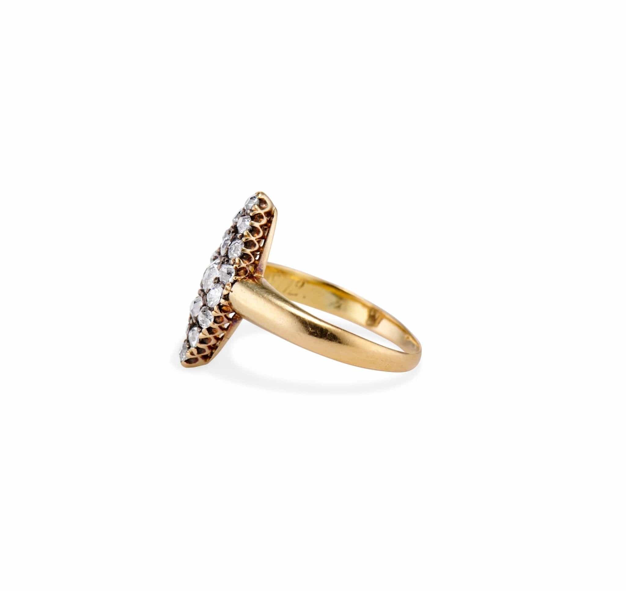 Edwardian Diamond and Gold Navette Ring - Image 3