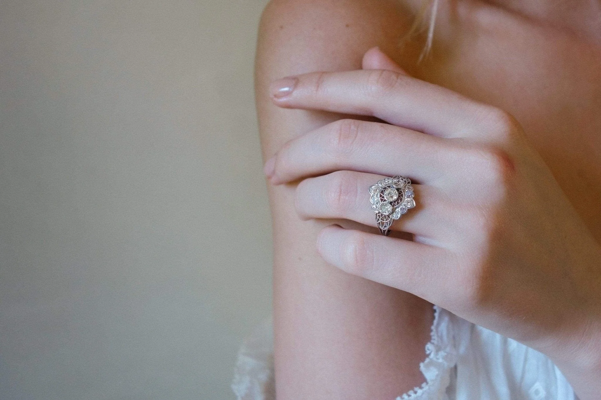 EDWARDIAN DIAMOND FILIGREE ENGAGEMENT RING - Image 5