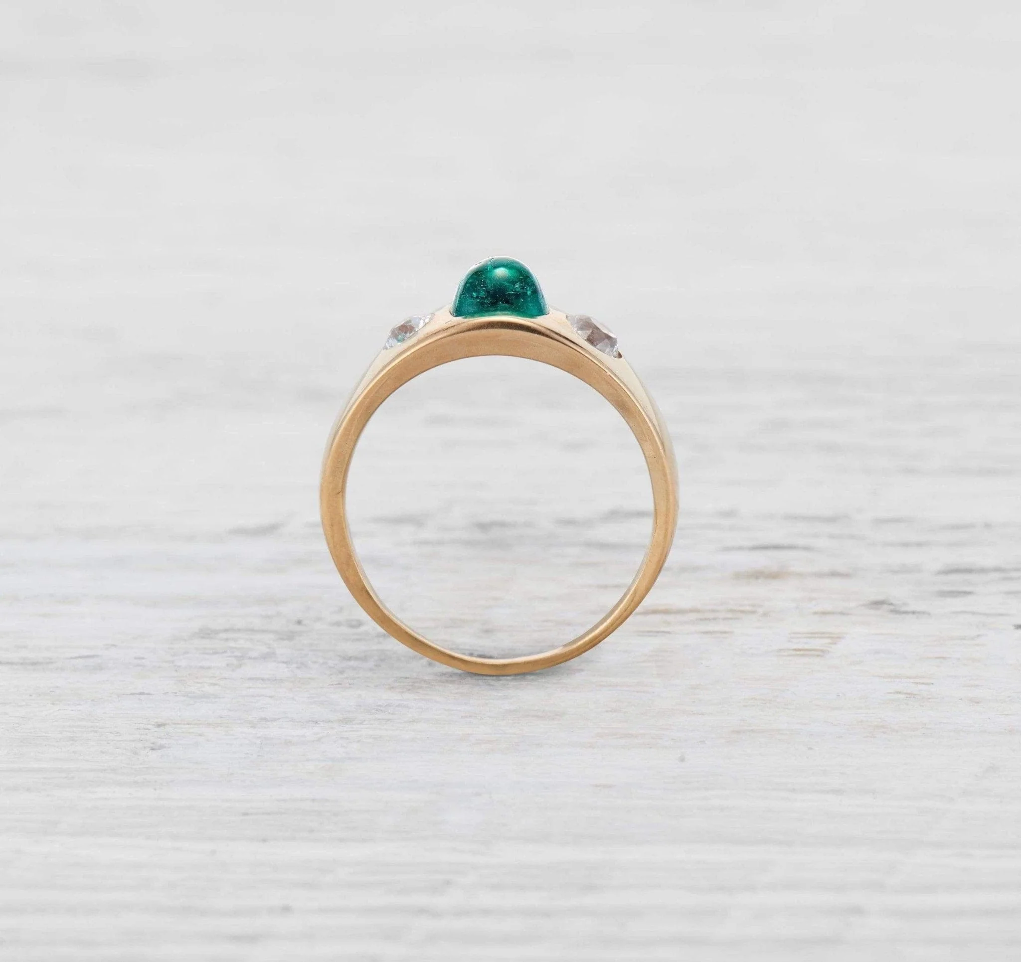 EDWARDIAN EMERALD AND DIAMOND GYPSY RING - Image 4