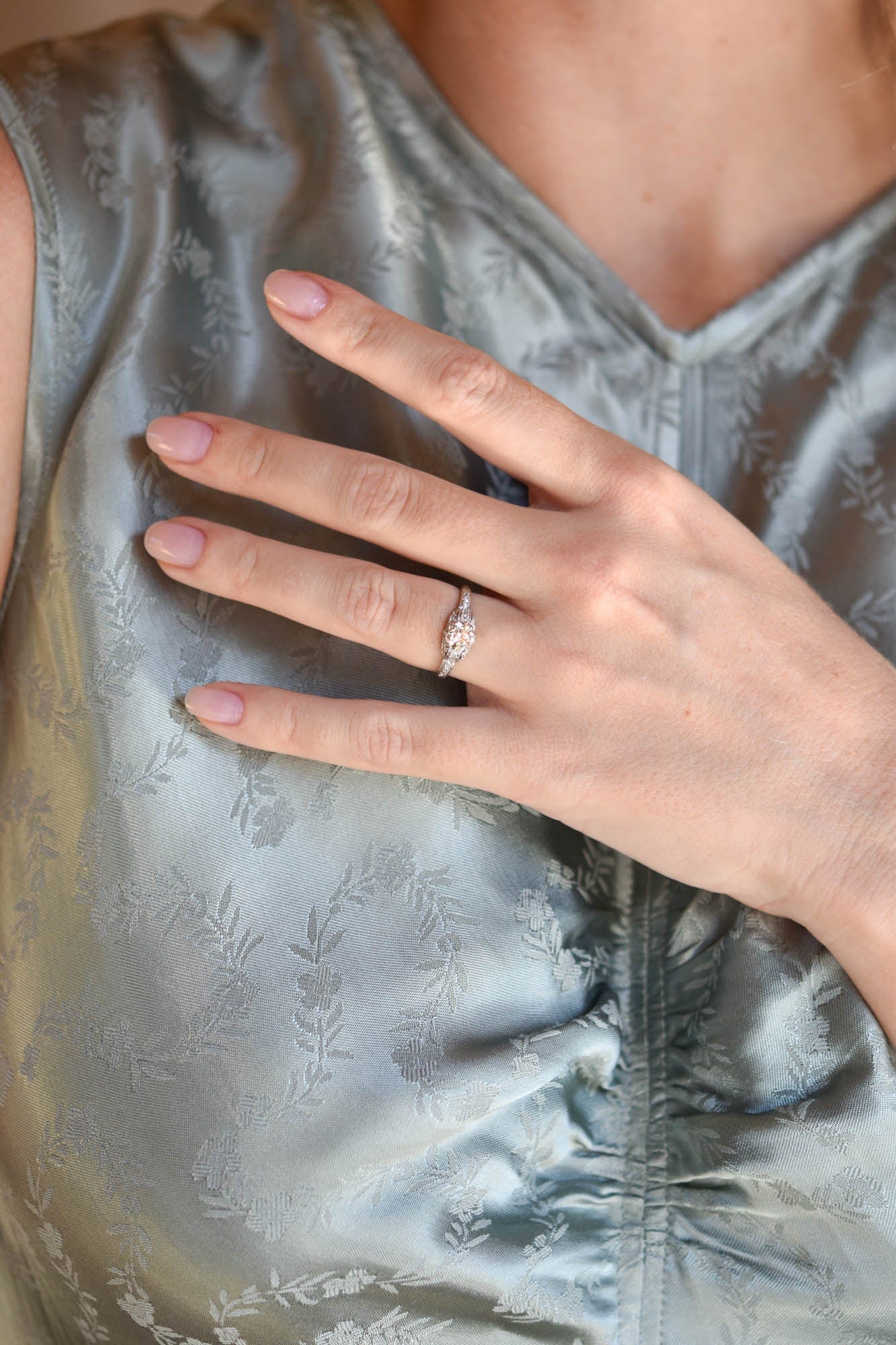 Art Deco .79 Carat Old European Diamond with Filigree Vintage Engagement Ring - Image 3