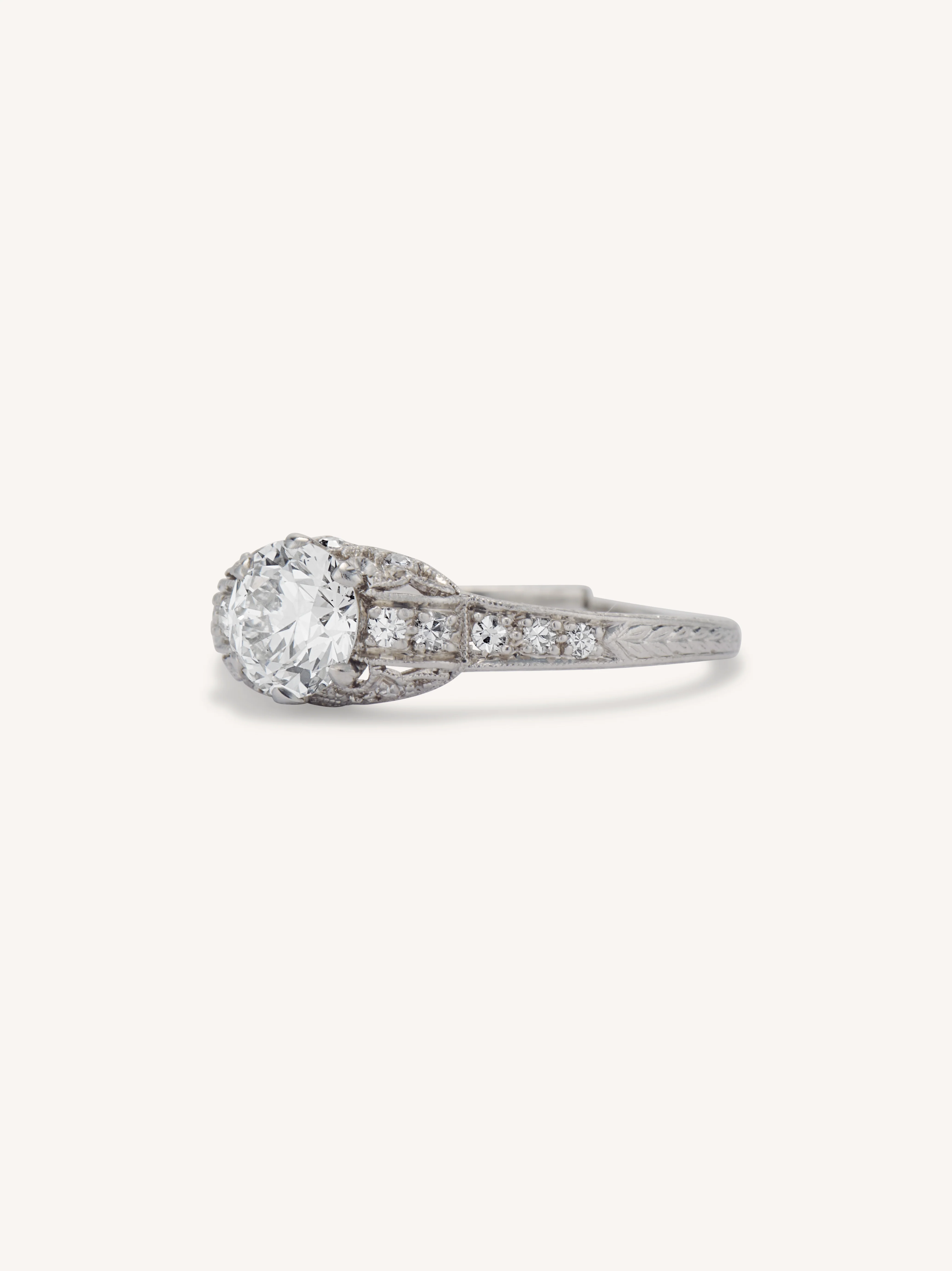 Art Deco .79 Carat Old European Diamond with Filigree Vintage Engagement Ring - Image 4