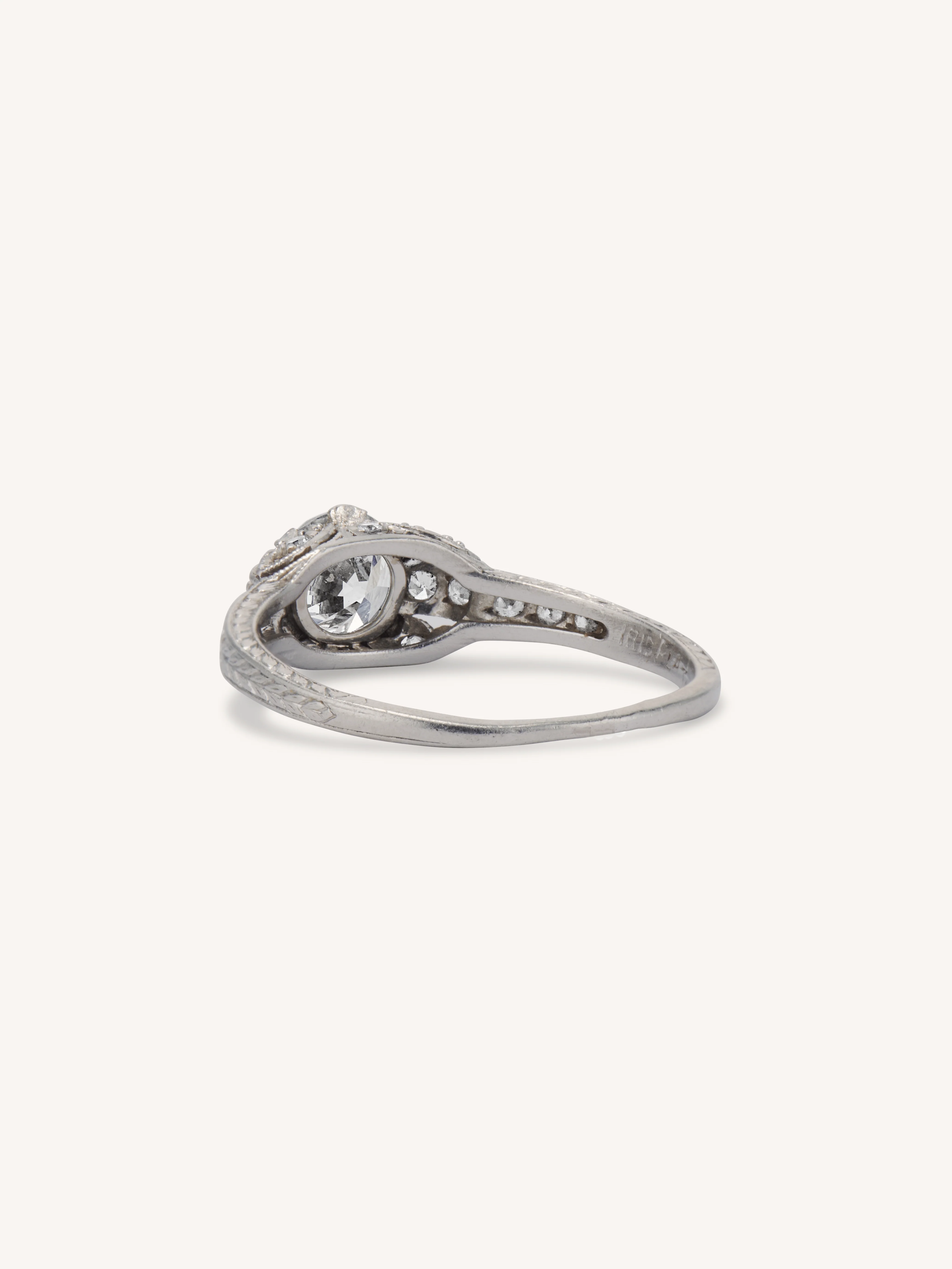 Art Deco .79 Carat Old European Diamond with Filigree Vintage Engagement Ring - Image 5