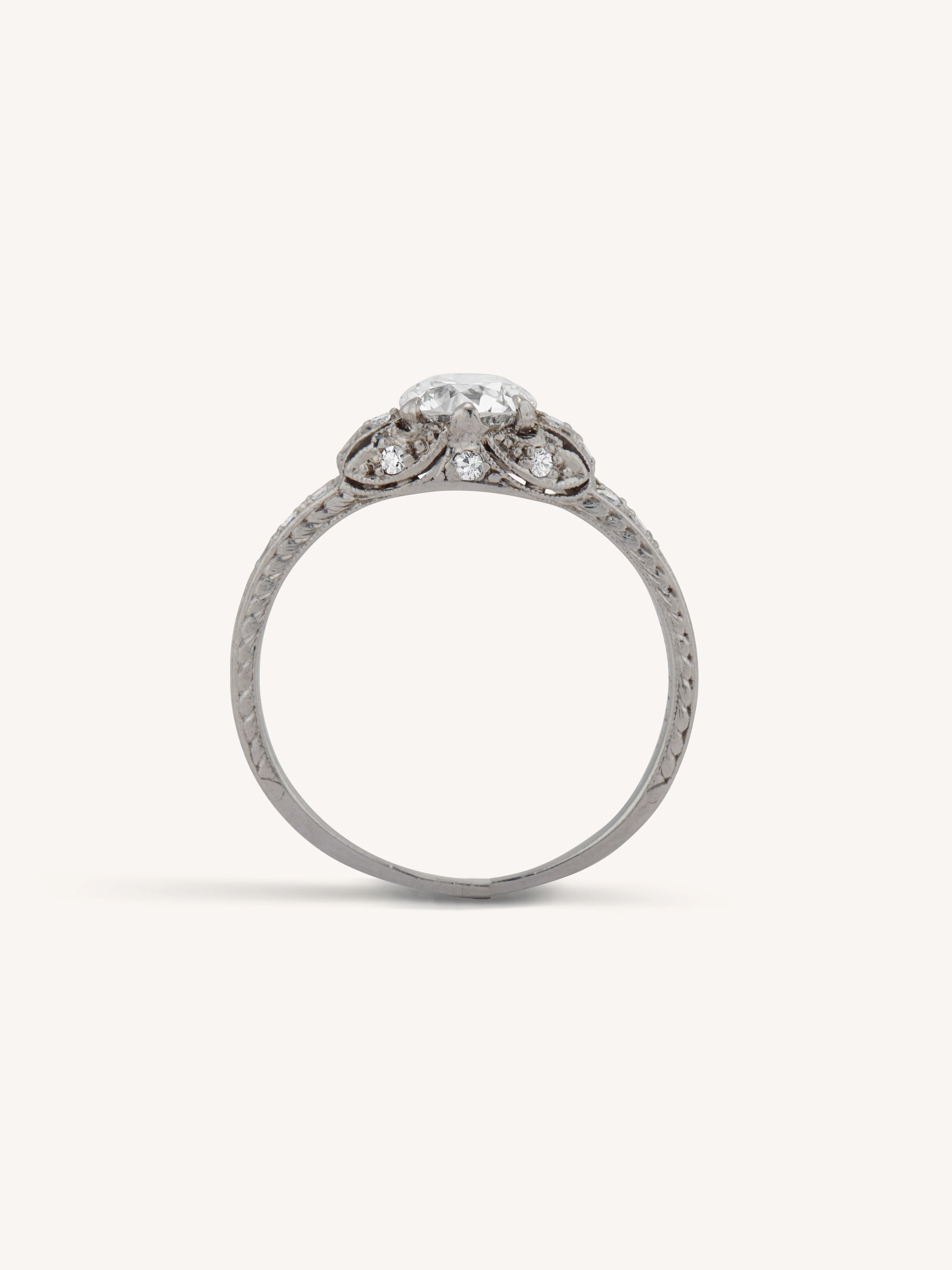 Art Deco .79 Carat Old European Diamond with Filigree Vintage Engagement Ring - Image 6