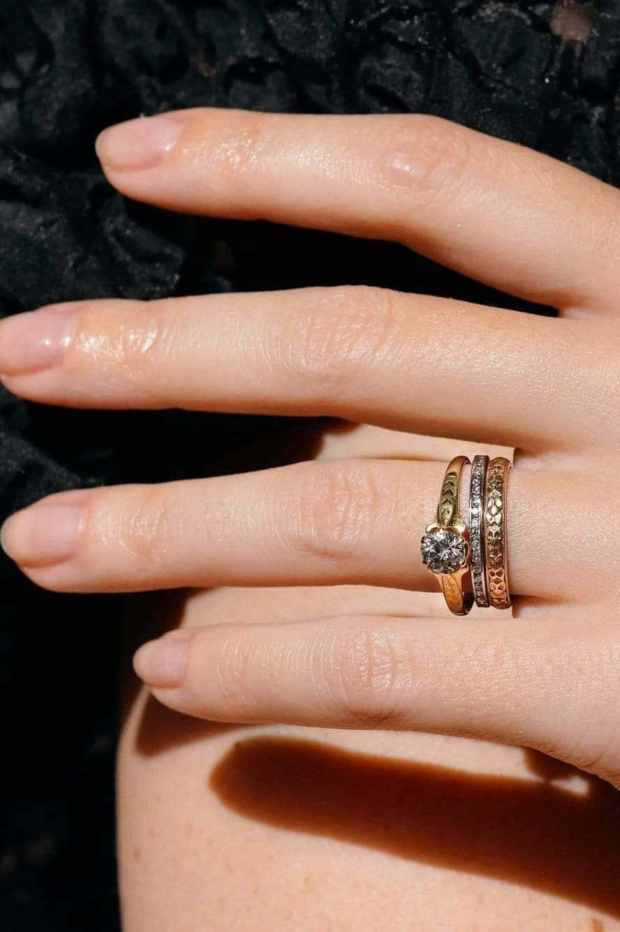 Victorian Forget-Me-Not Gold Wedding Band - Image 5