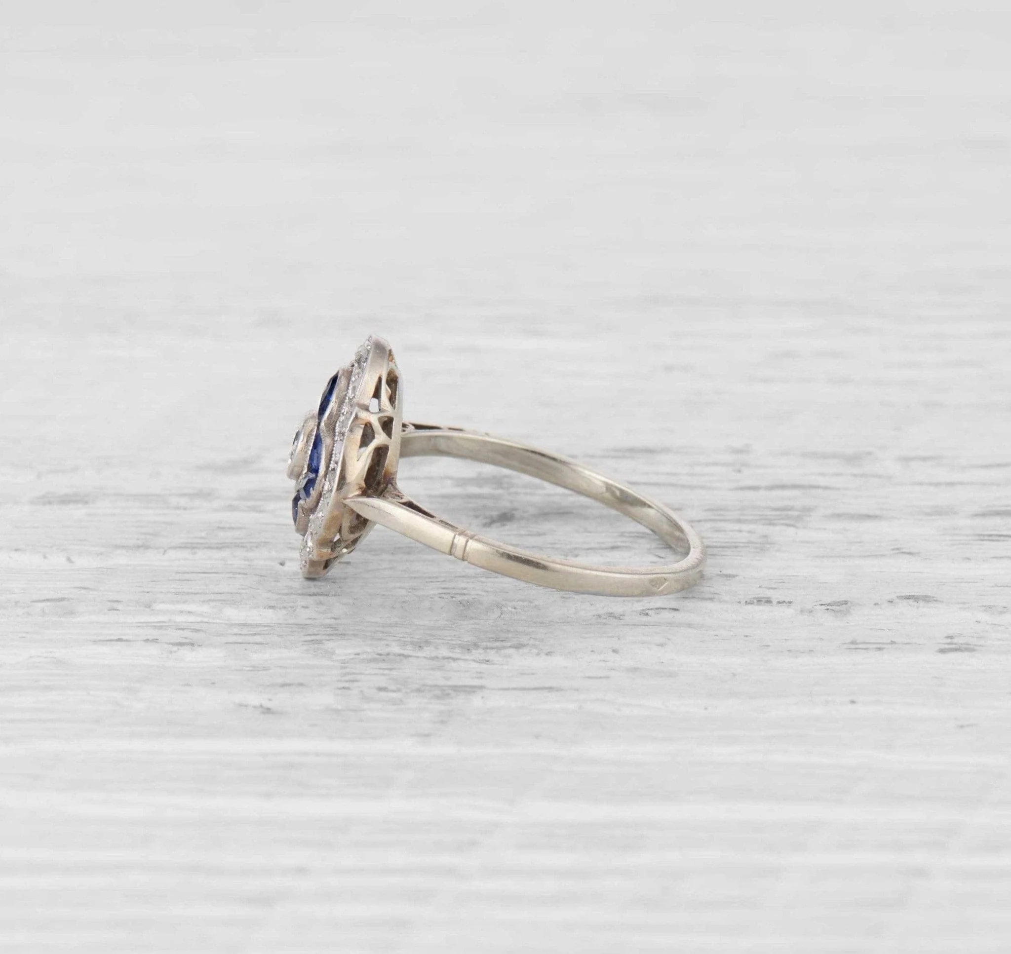 Edwardian French Sapphire & Diamond Engagement Ring - Image 2