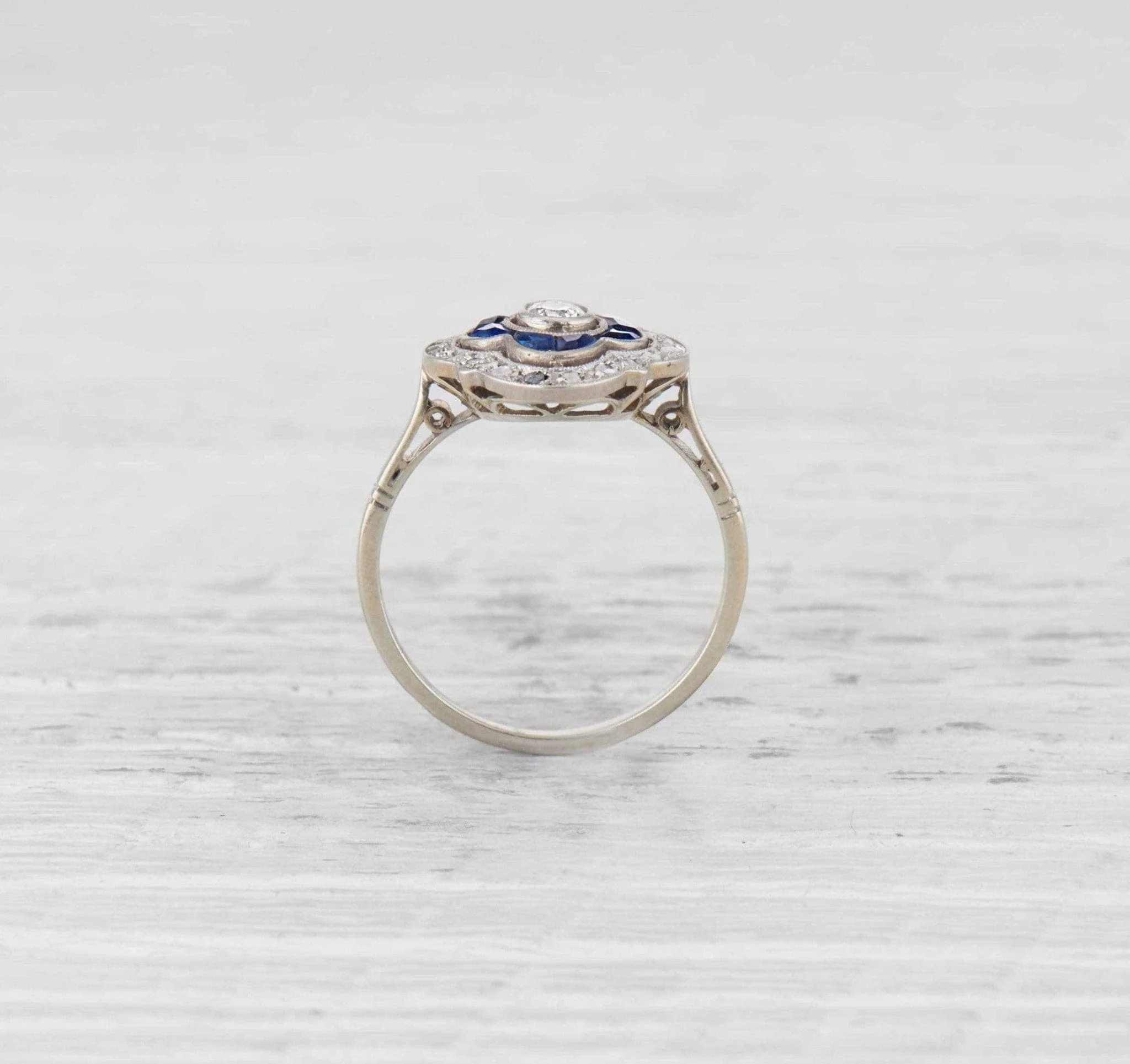 Edwardian French Sapphire & Diamond Engagement Ring - Image 4