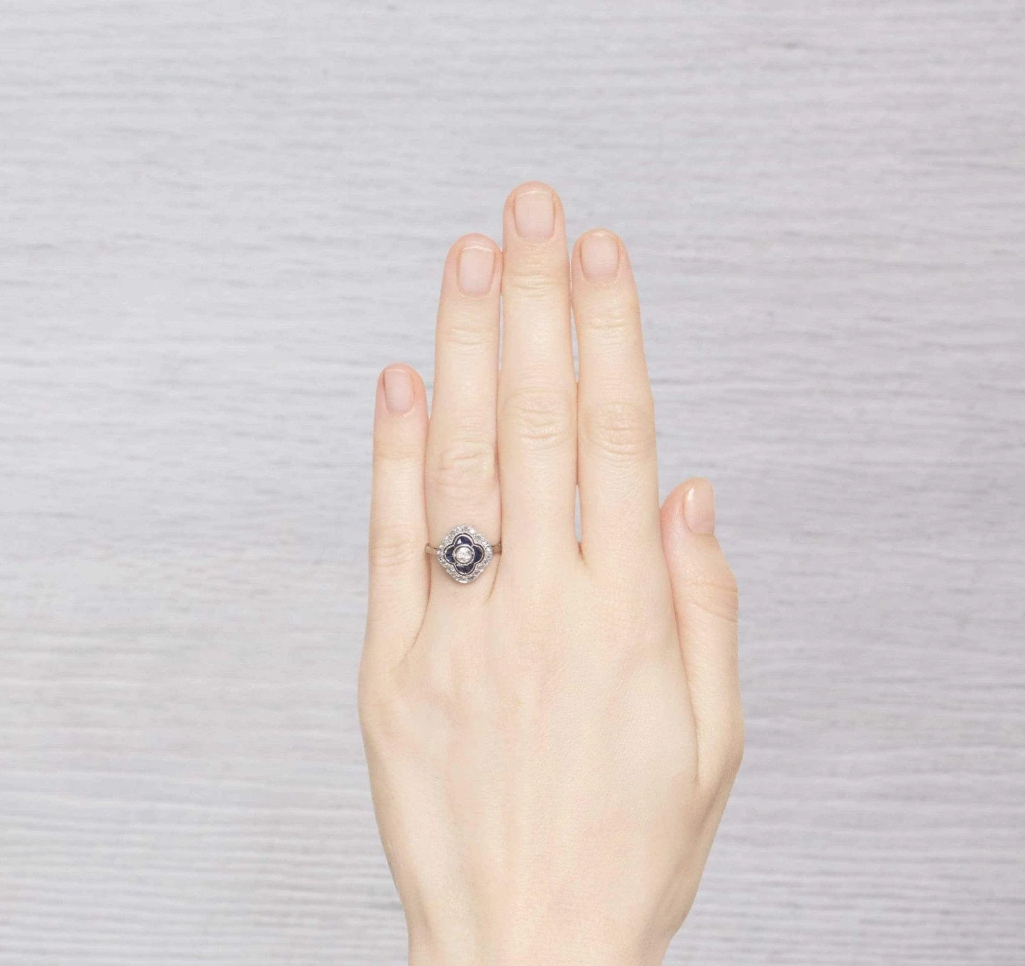 Edwardian French Sapphire & Diamond Engagement Ring - Image 5