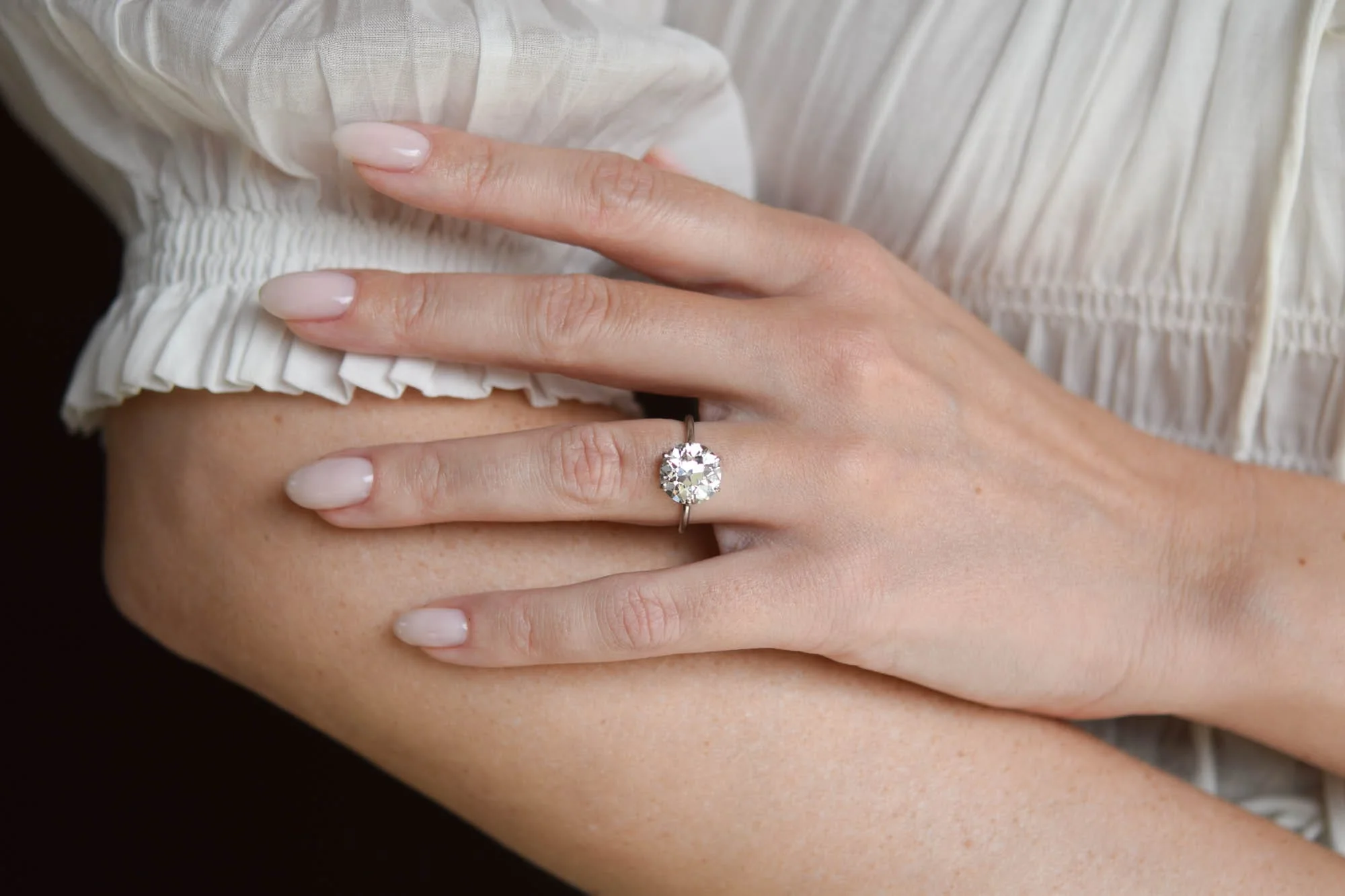 Edwardian 4.39 Carat Old European Diamond Solitaire Antique Engagement Ring - Image 6