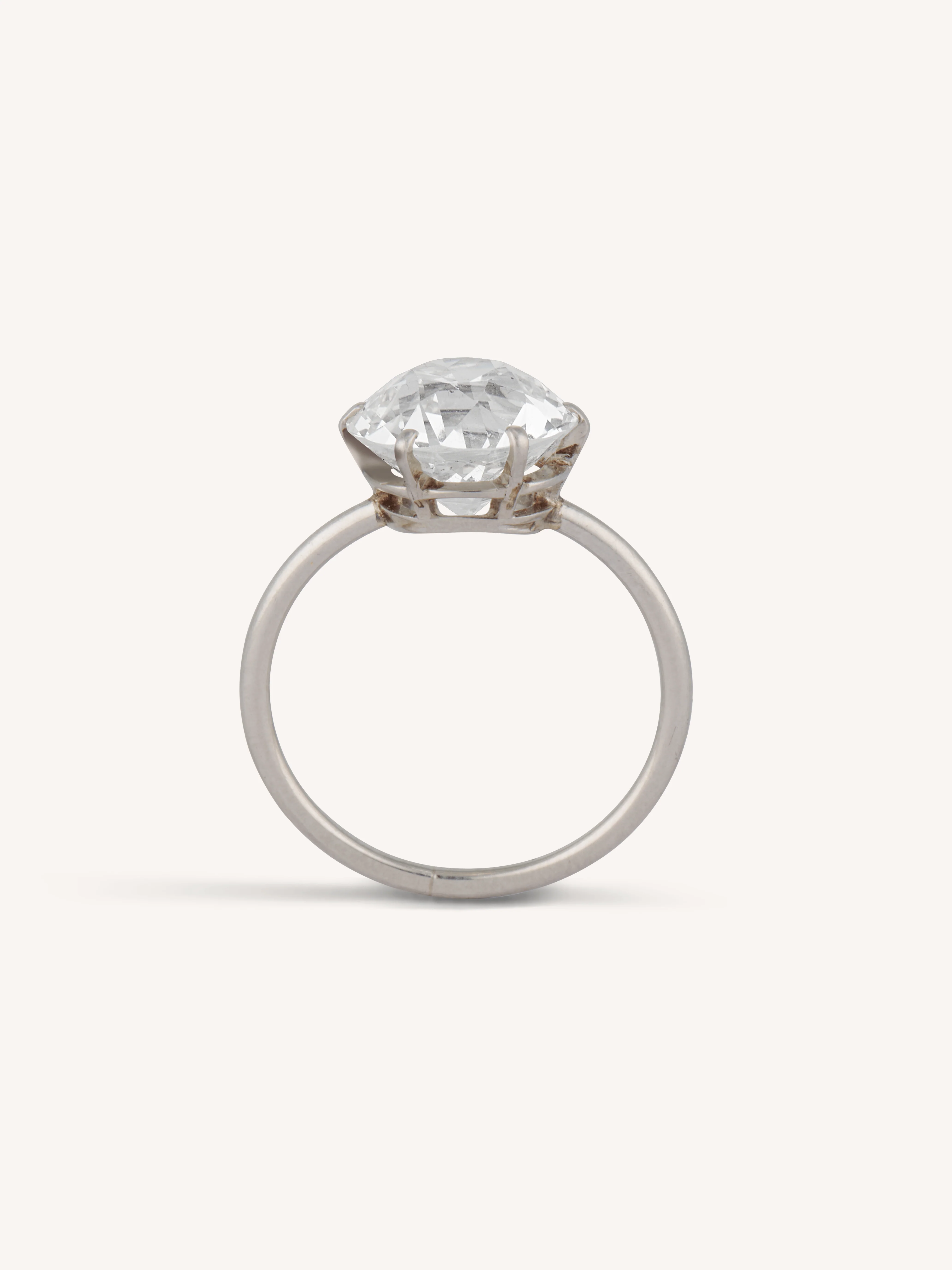 Edwardian 4.39 Carat Old European Diamond Solitaire Antique Engagement Ring - Image 8