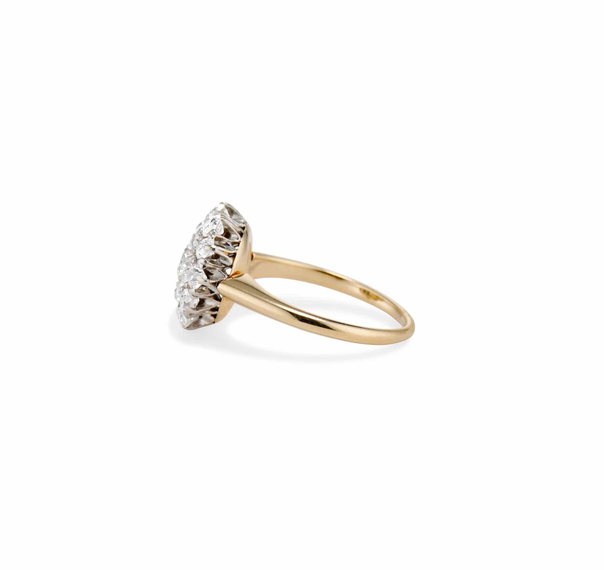 1900s Edwardian Old European Diamond Cluster Engagement Ring - Image 3