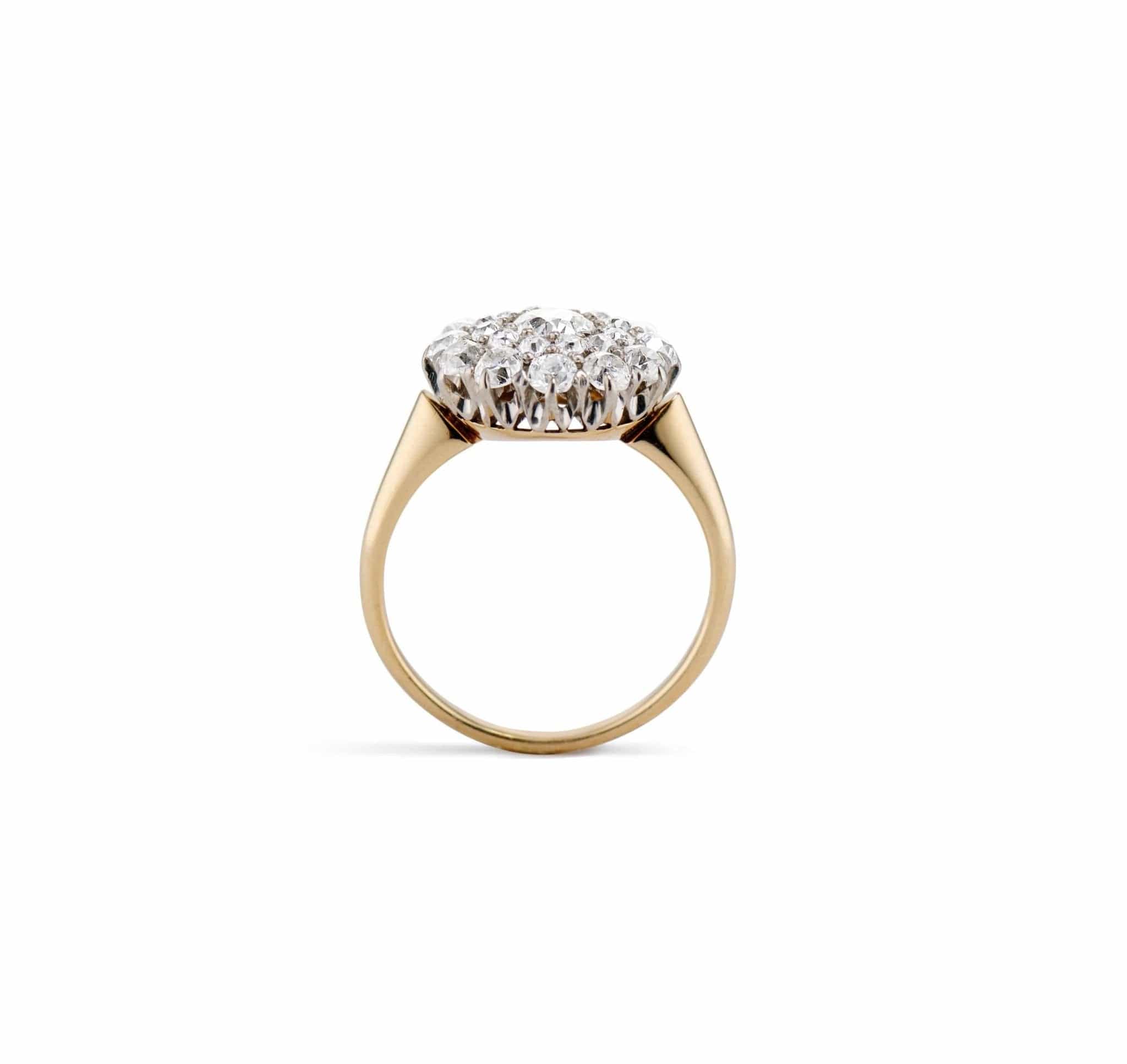 1900s Edwardian Old European Diamond Cluster Engagement Ring - Image 4