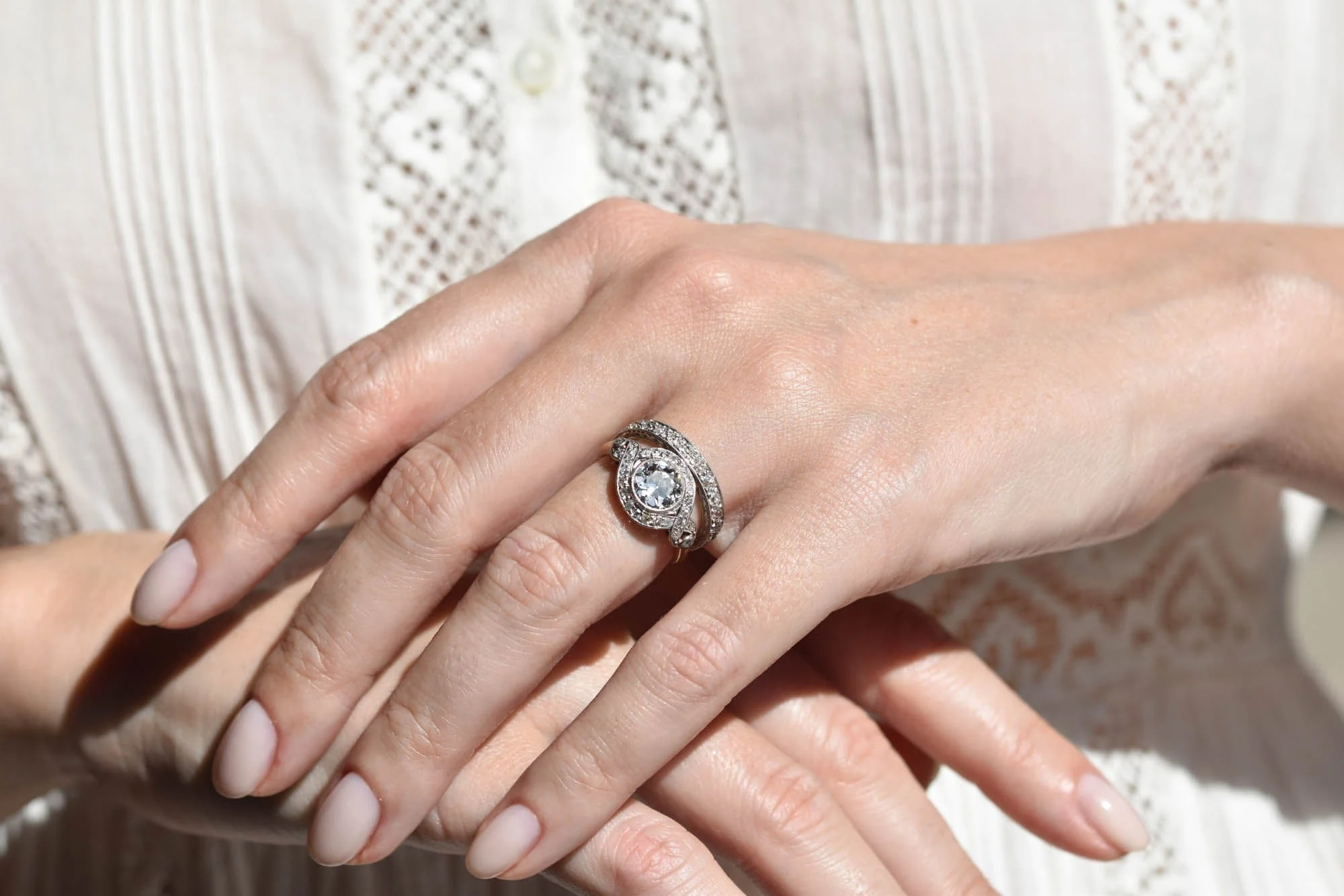 Edwardian 1.25 Carat Old European Diamond Cluster Vintage Engagement Ring - Image 3