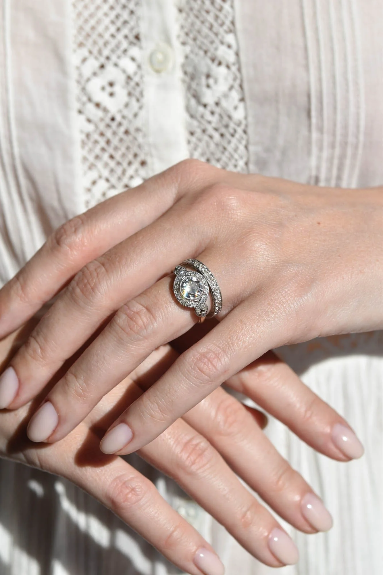Edwardian 1.25 Carat Old European Diamond Cluster Vintage Engagement Ring - Image 7