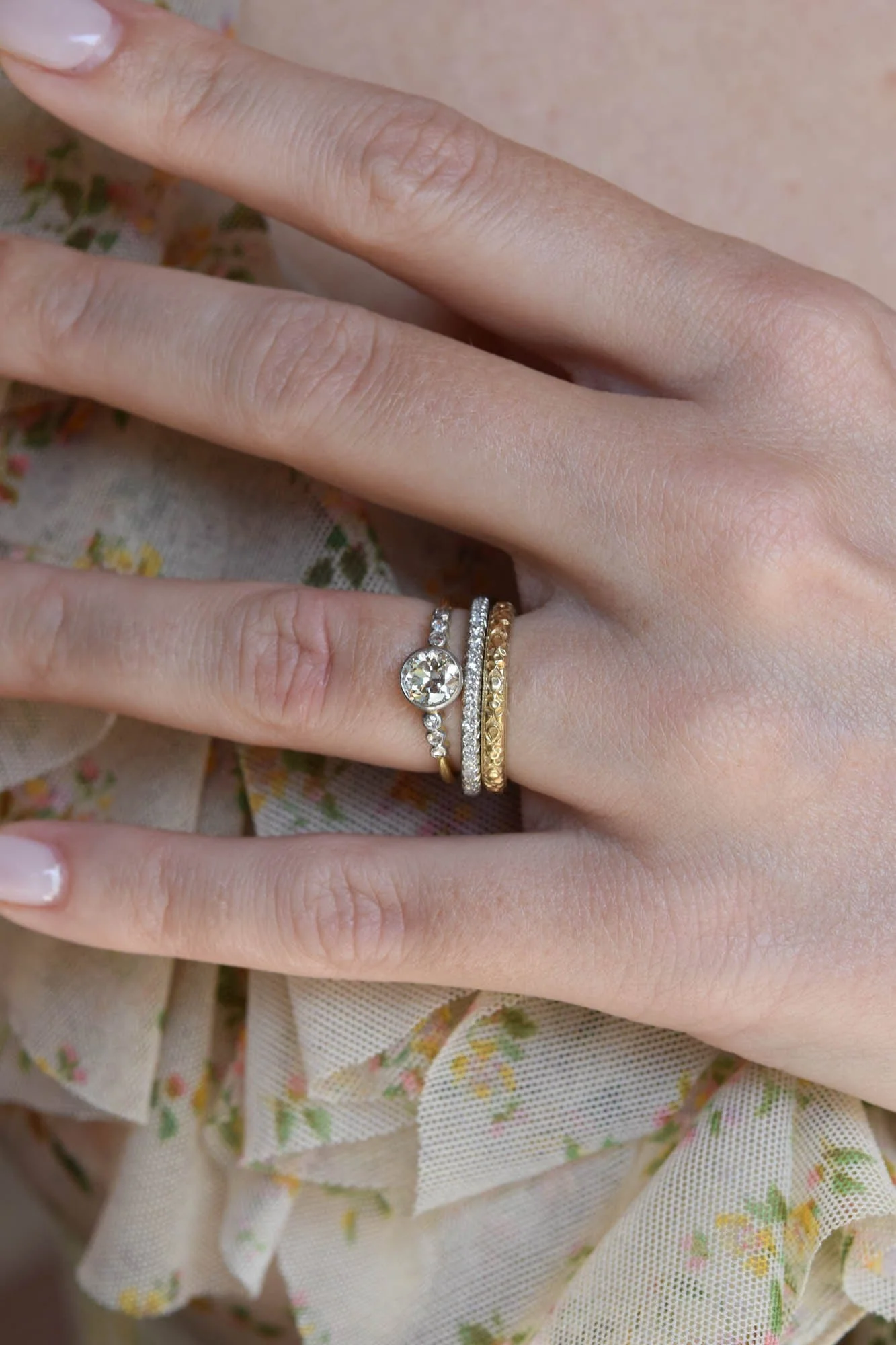 Edwardian Old European Diamond Vintage Engagement Ring, France - Image 2