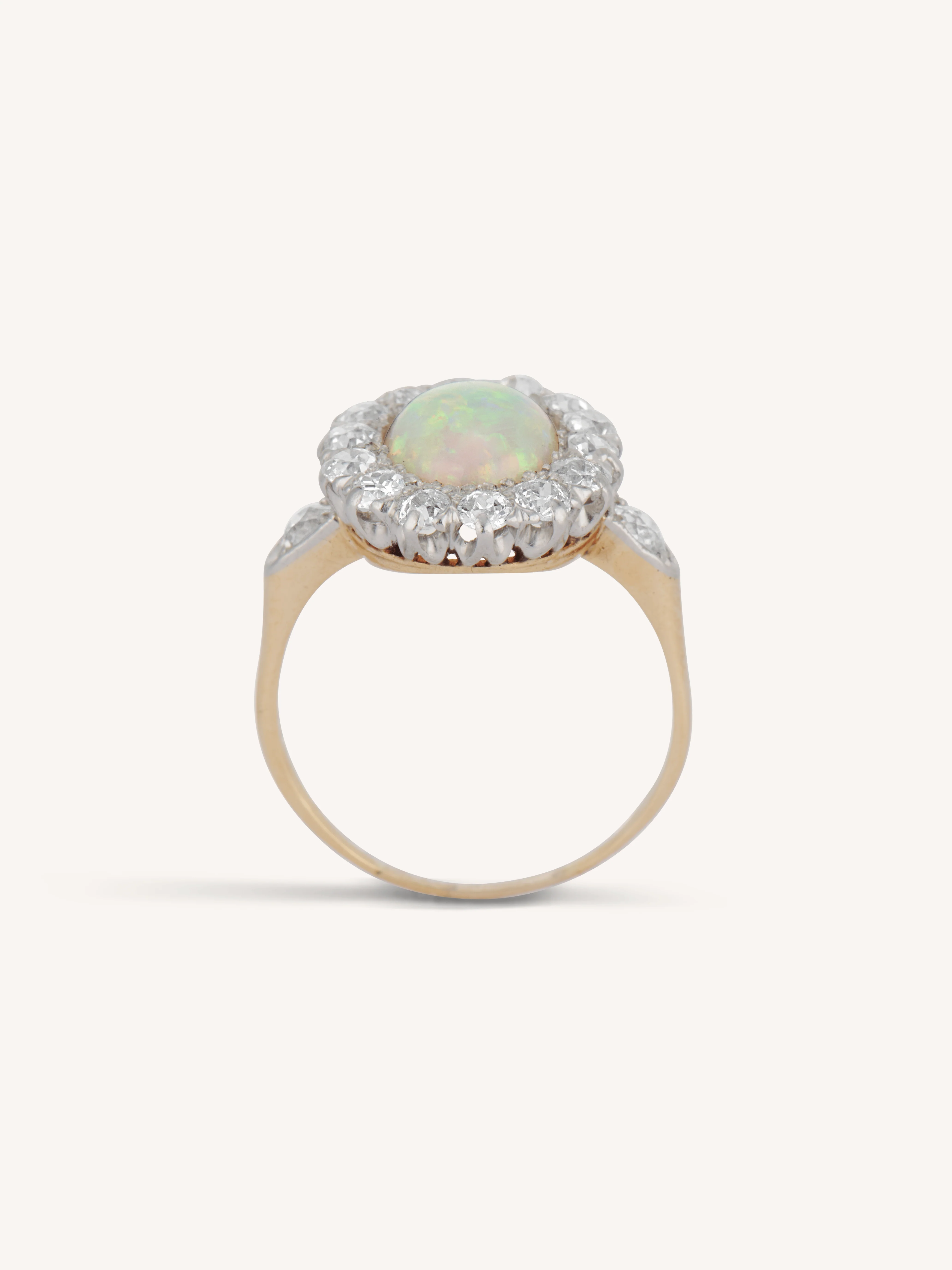 Edwardian Opal and Diamond Antique Cluster Ring - Image 7