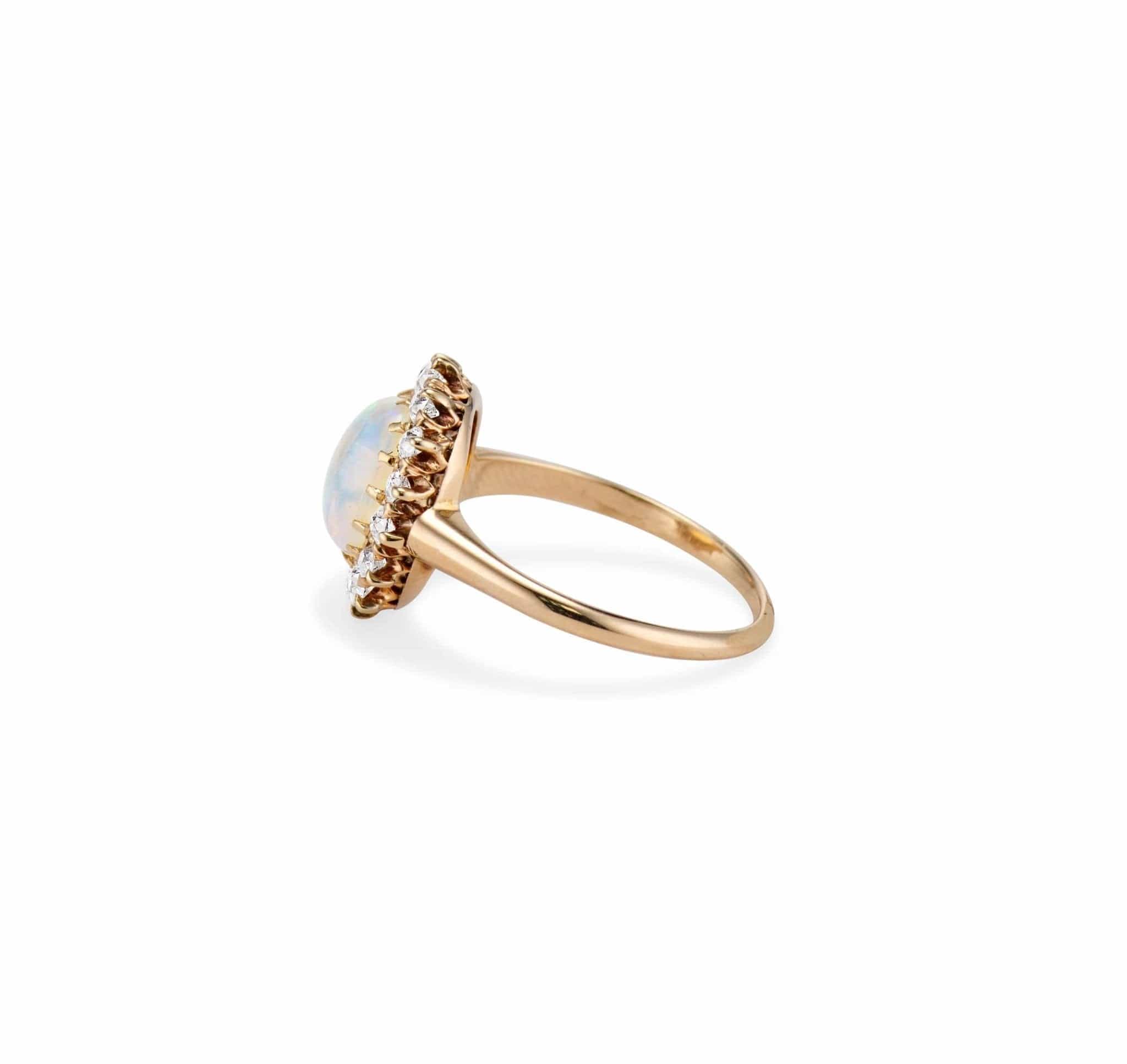 Edwardian 1.45 Carat Opal & Diamond Cluster Ring - Image 2
