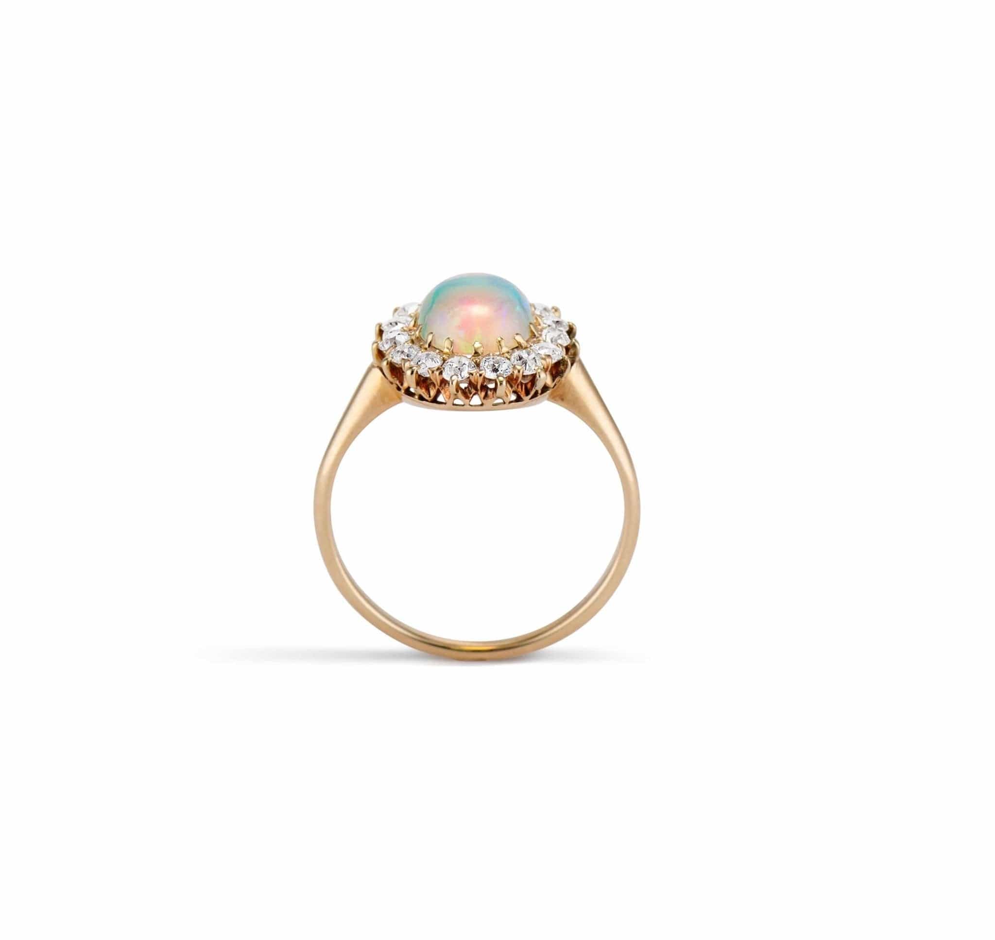 Edwardian 1.45 Carat Opal & Diamond Cluster Ring - Image 4