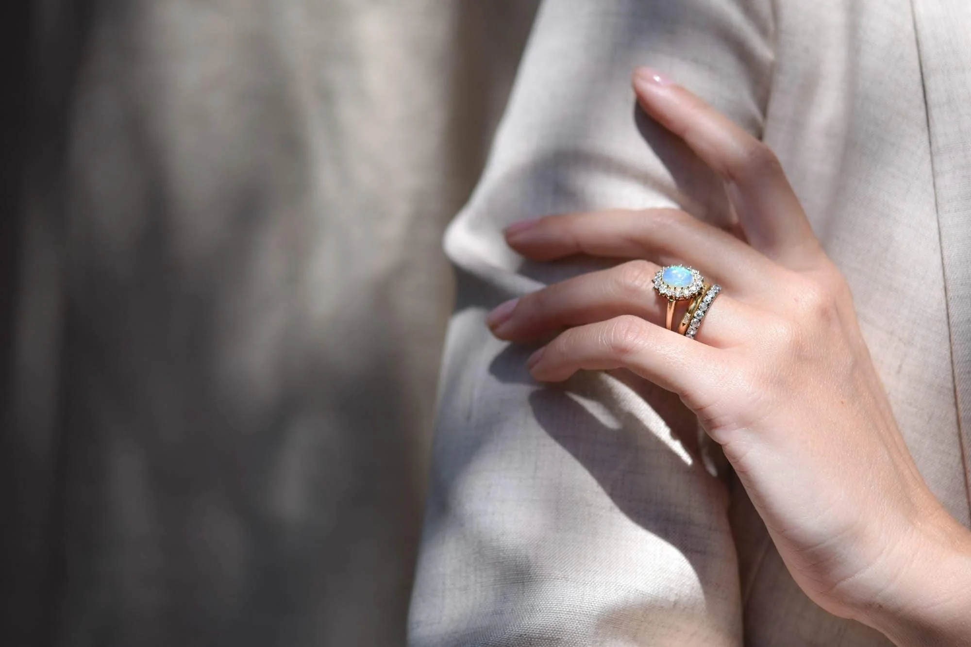 Edwardian 1.45 Carat Opal & Diamond Cluster Ring - Image 6