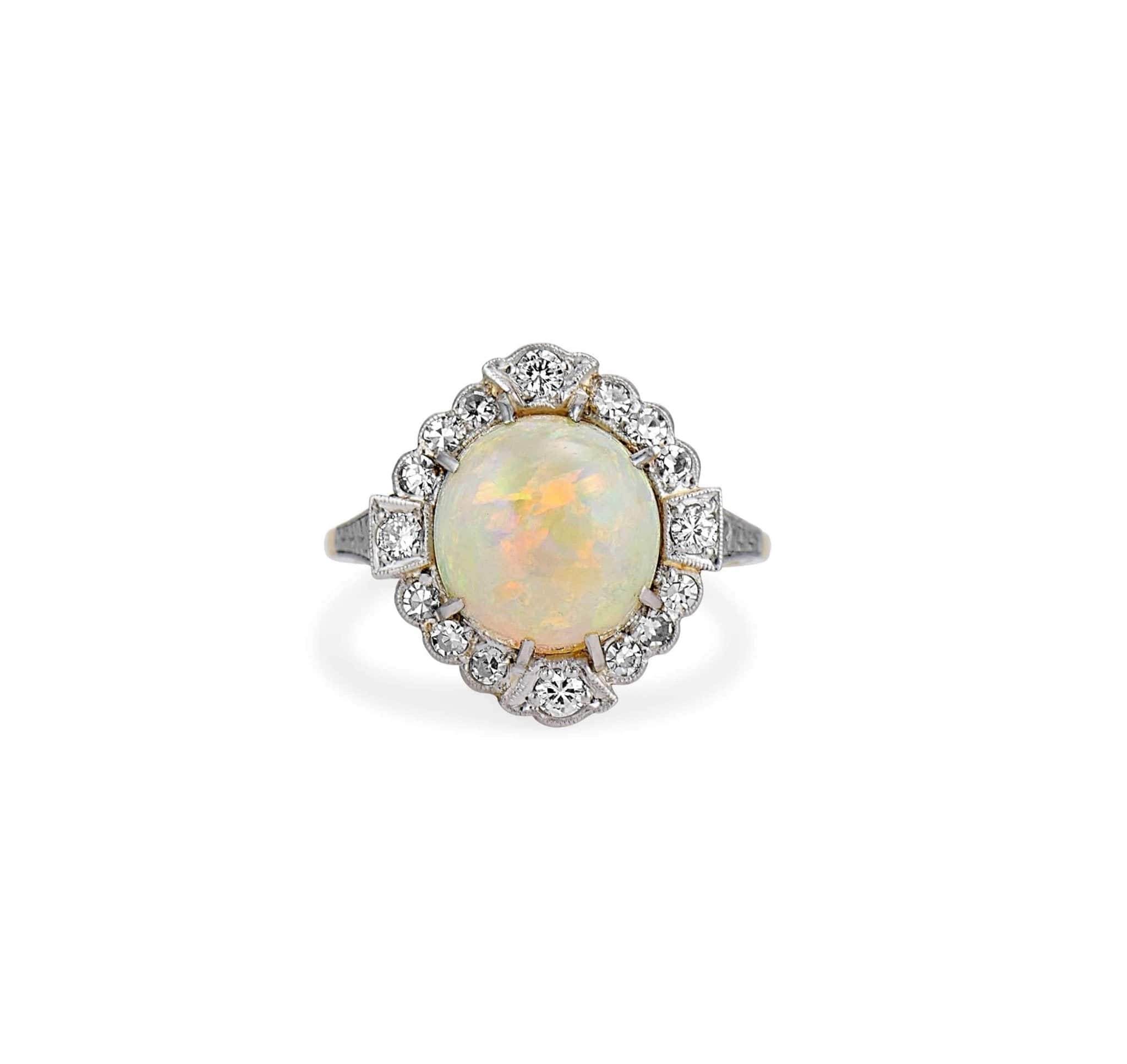 Edwardian Opal and Diamond Ring - Image 2