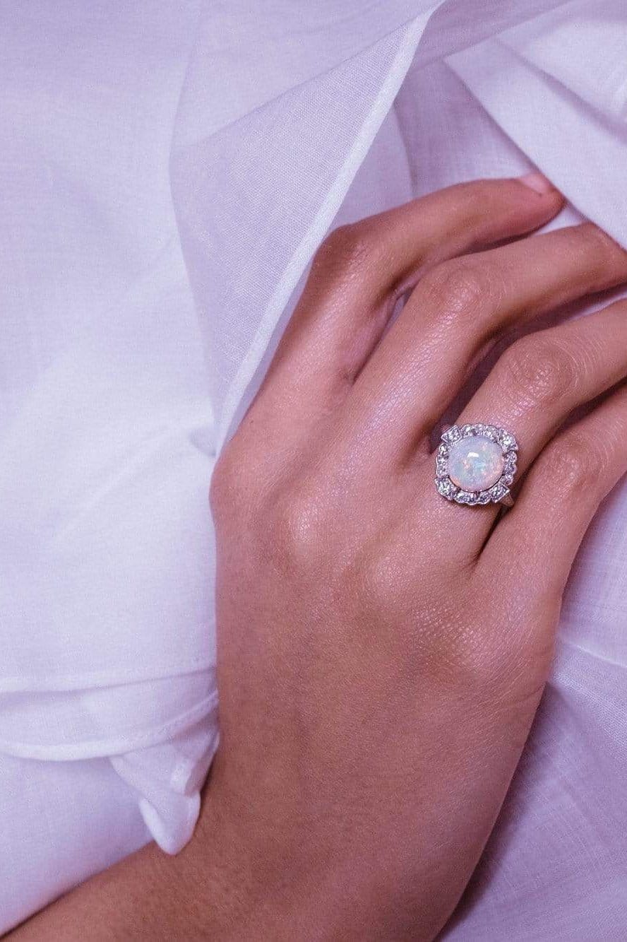 Edwardian Opal and Diamond Ring - Image 5