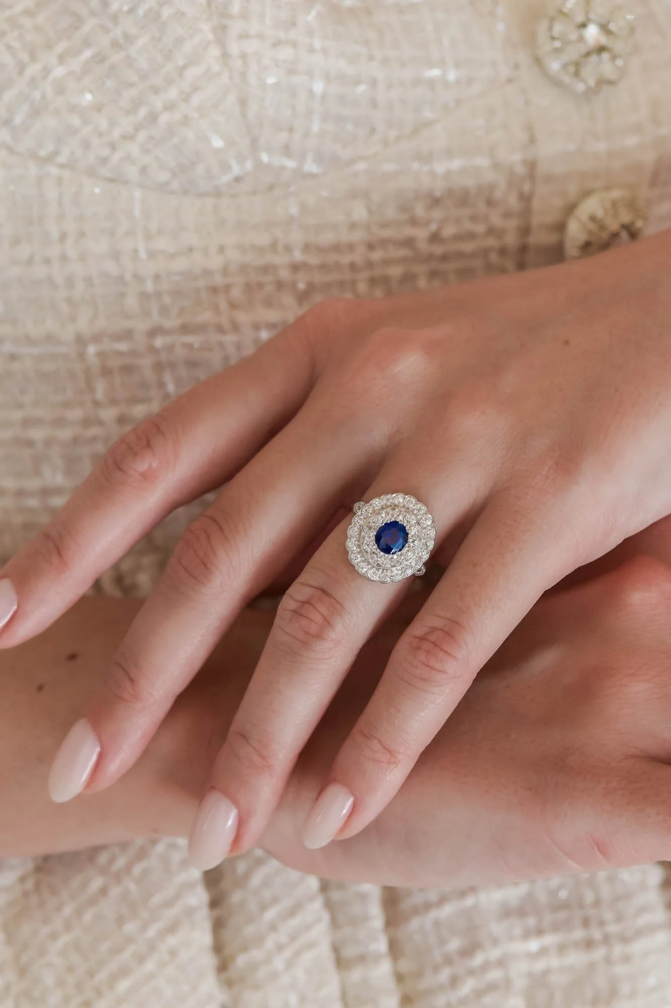 Edwardian Oval Cut Royal Blue Sapphire Ring - Image 2