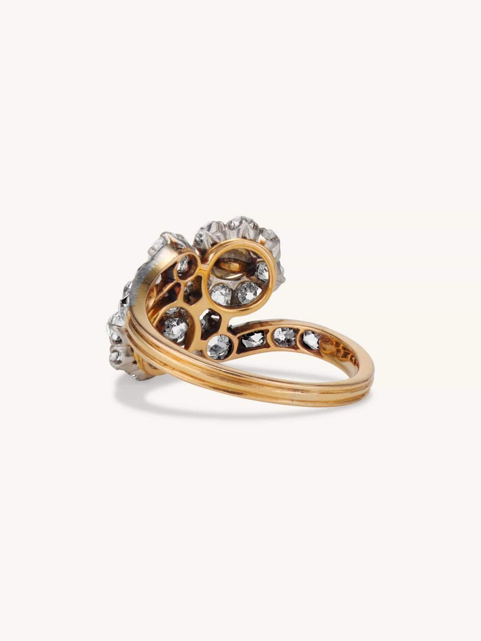 Edwardian Pearl & Old Mine Diamond Toi et Moi Ring - Image 4