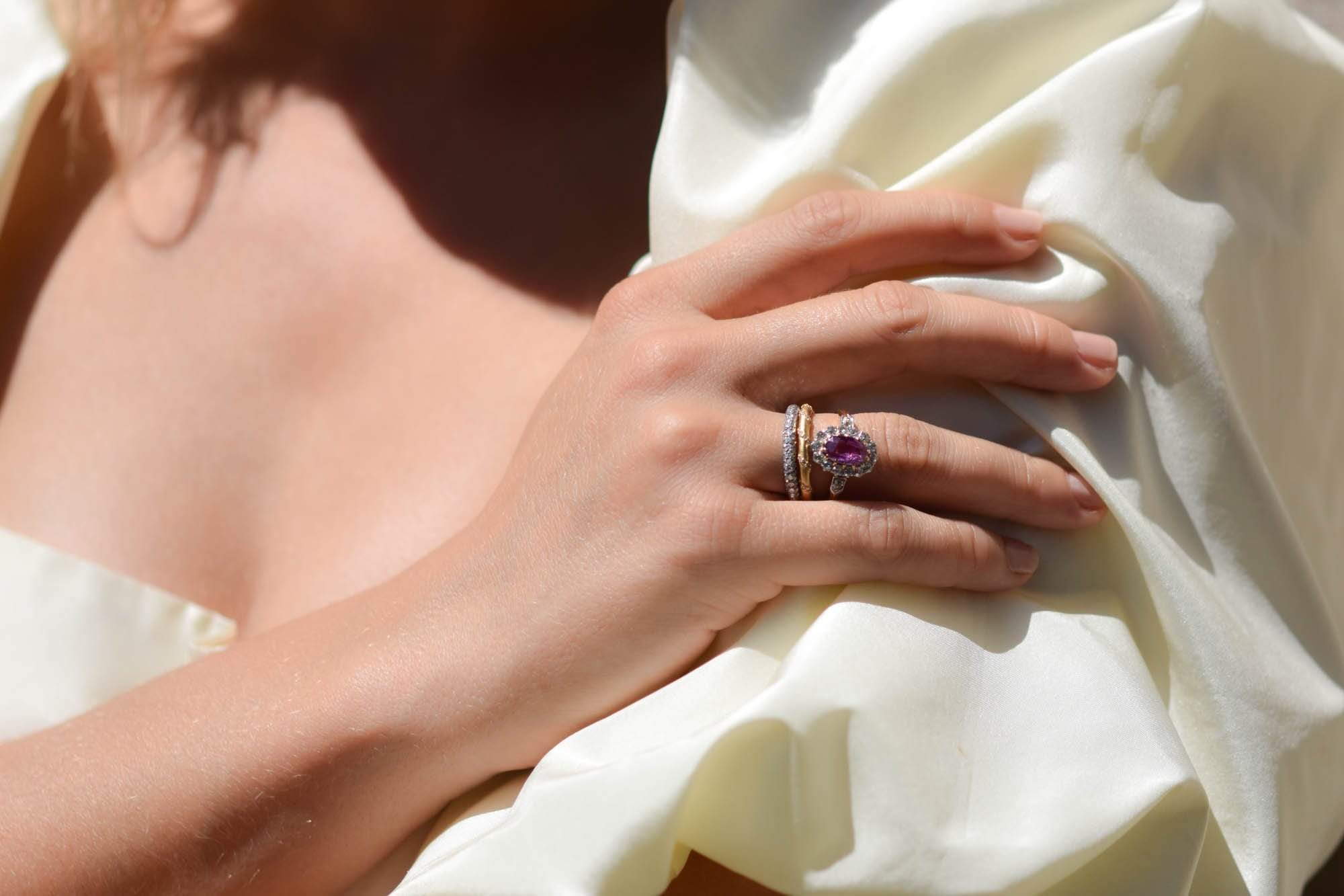 Edwardian I.50 Carat Pink Sapphire and Diamond Cluster Engagement Ring - Image 7