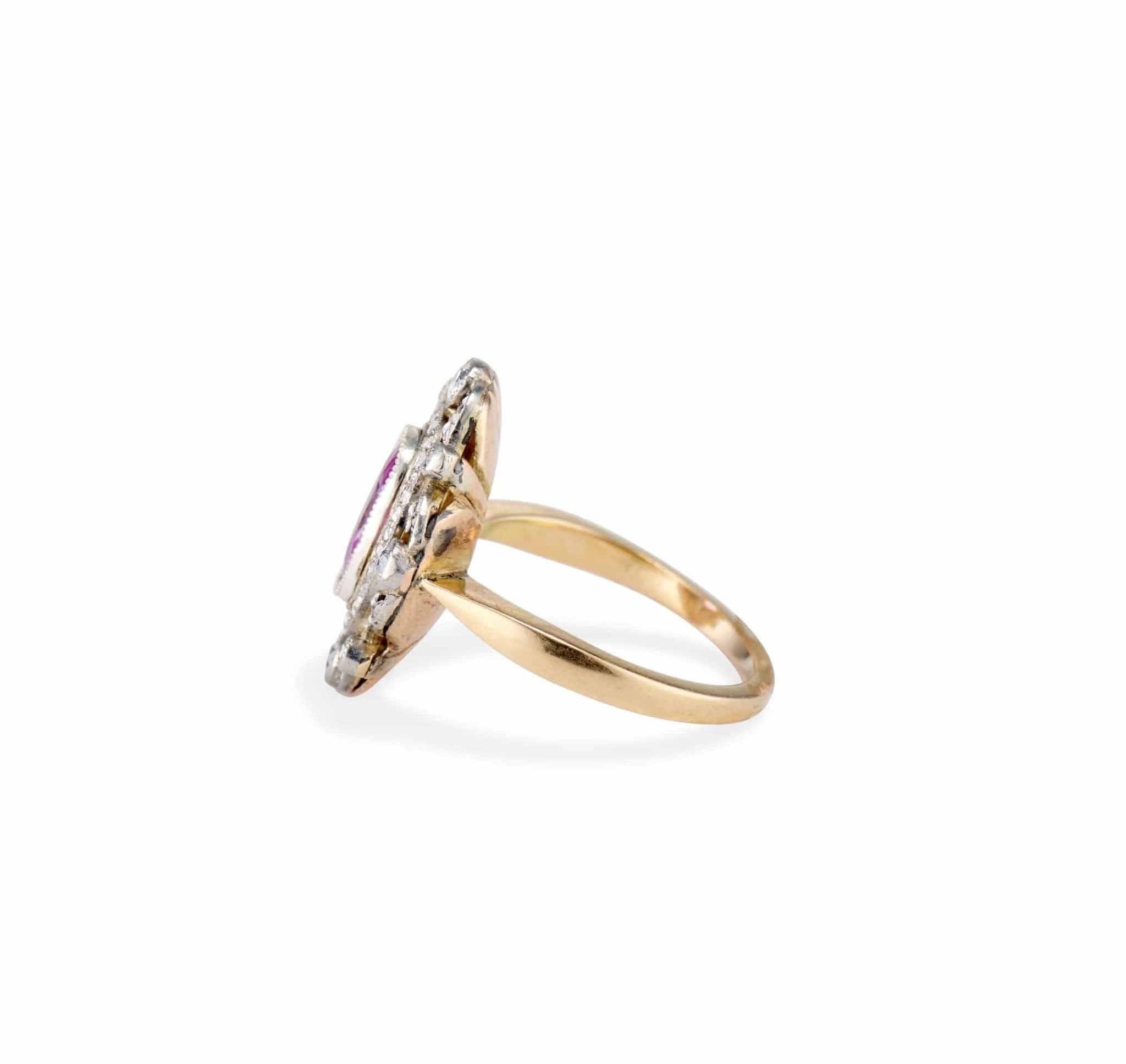 Edwardian Pink Sapphire & Diamond Garland Engagement Ring - Image 3