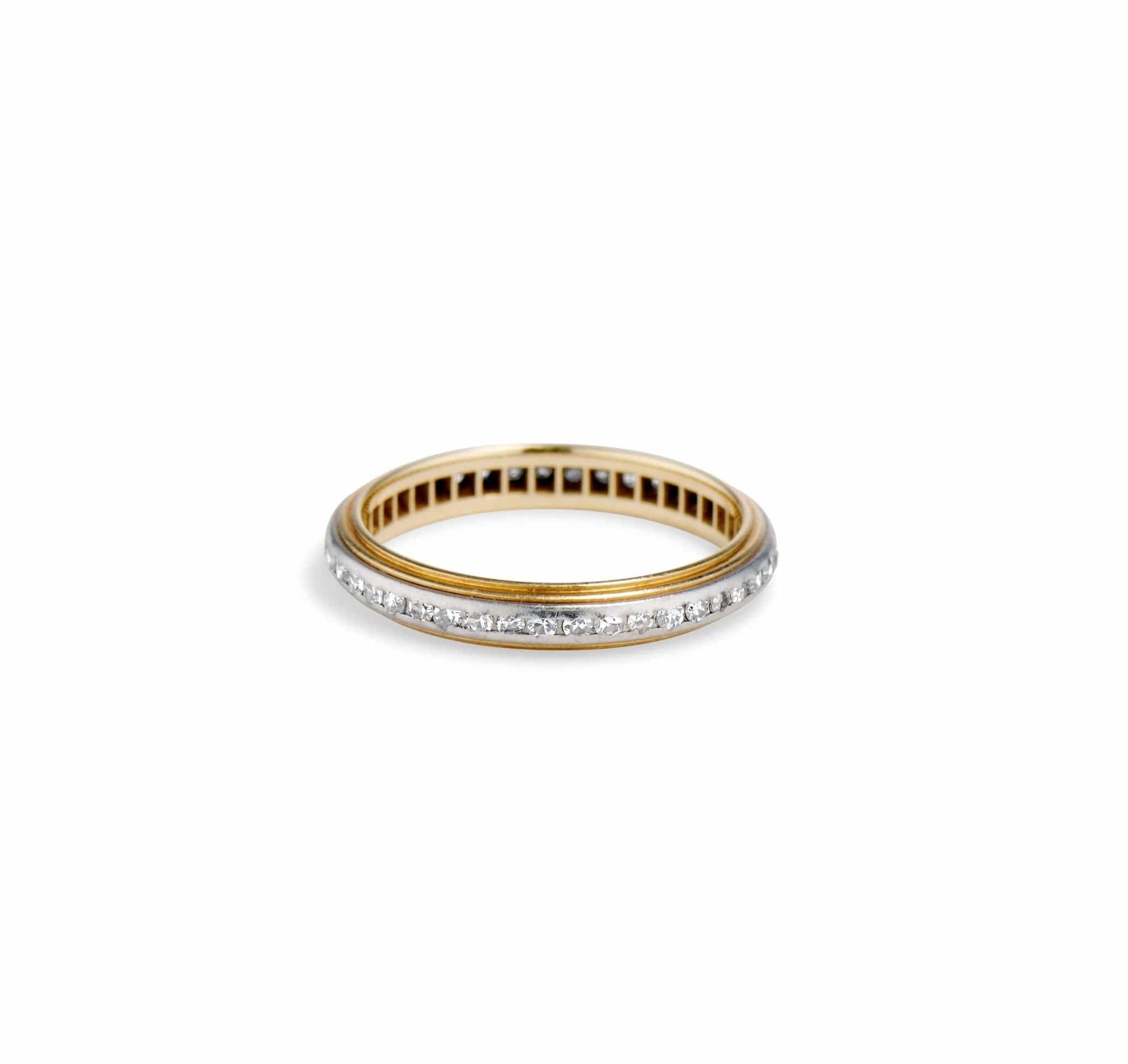 Edwardian Platinum and Gold with Diamonds Wedding Band - Image 2